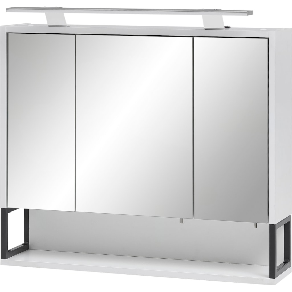 Schildmeyer Spiegelschrank »Limone«, Breite 70 cm, 3-türig, LED-Beleuchtung, Schalter-/Steckdosenbox