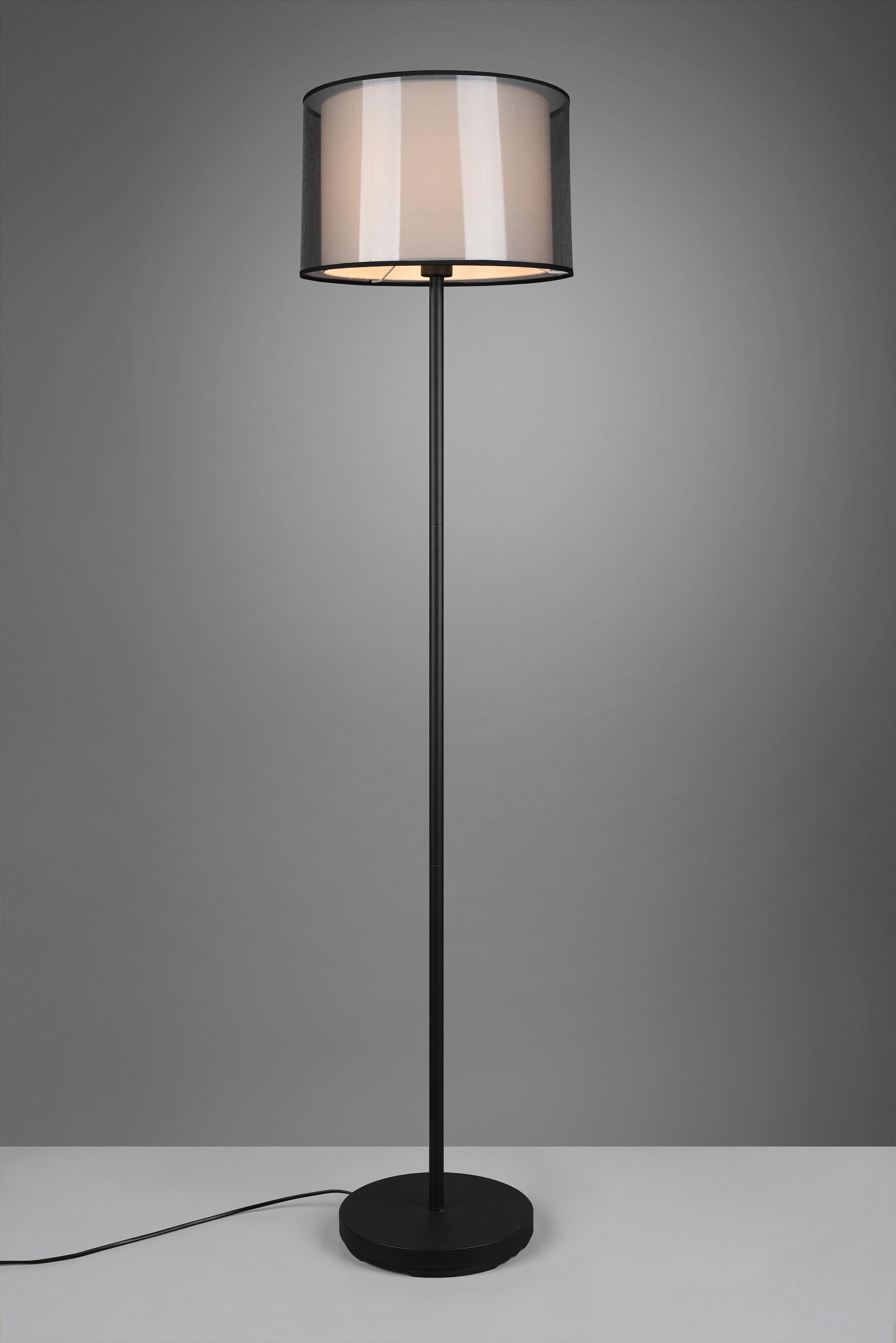 Places of Style Stehlampe »Liotta«, 1 flammig-flammig, mit Doppelschirm Textil, Fußschalter, transparenter Organza-Schirm