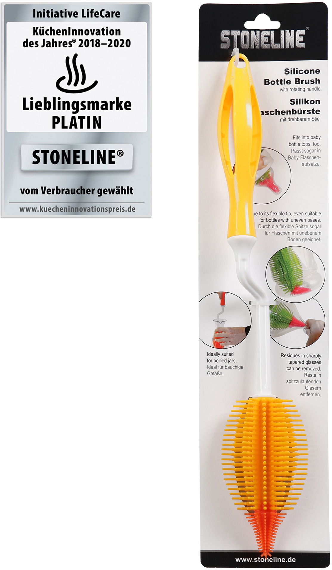 STONELINE Reinigungsbürste, aus Silikon, mit drehbarem Stiel