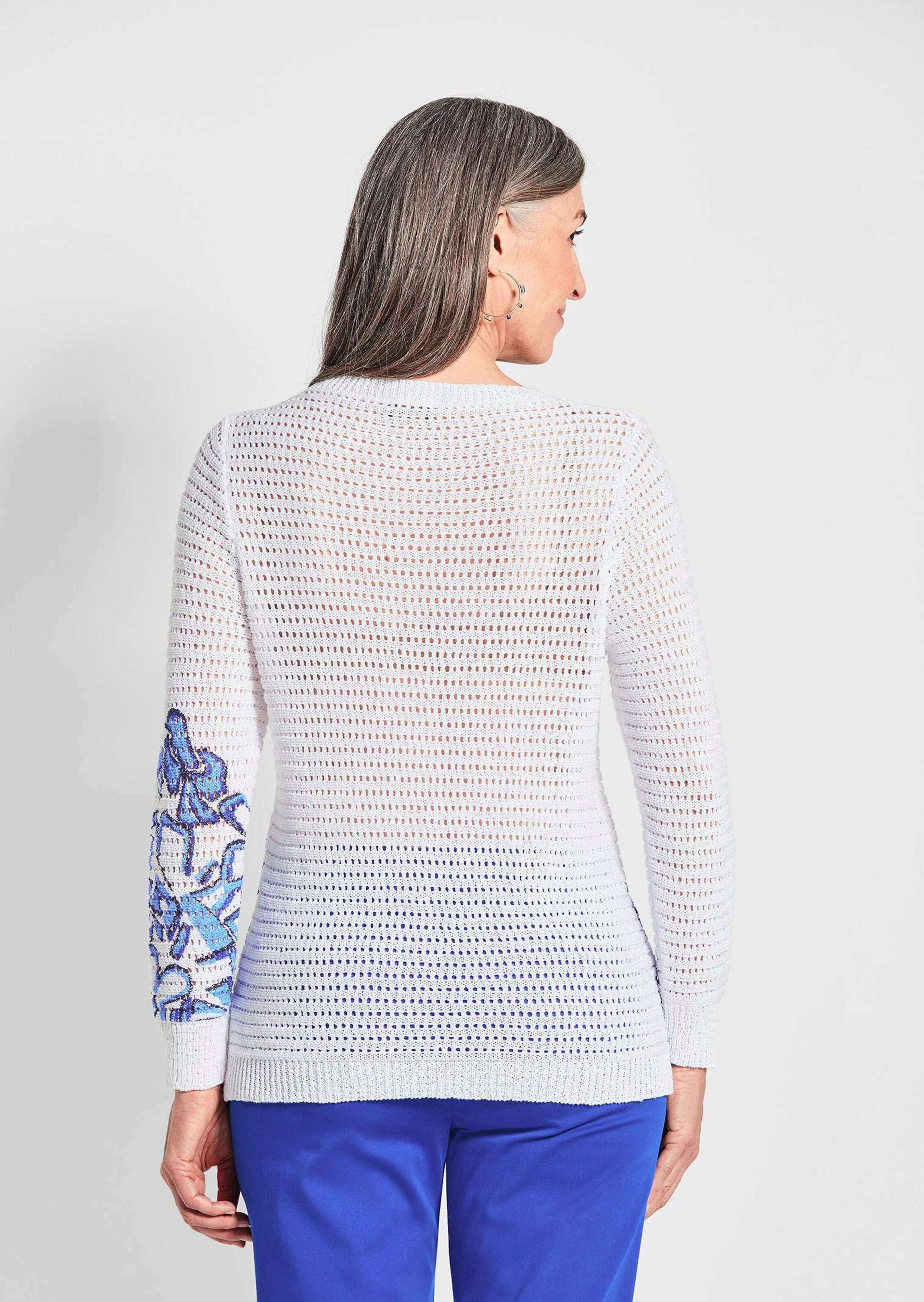 GOLDNER Rundhalspullover »Eleganter Pullover mit Kontrastdruck«