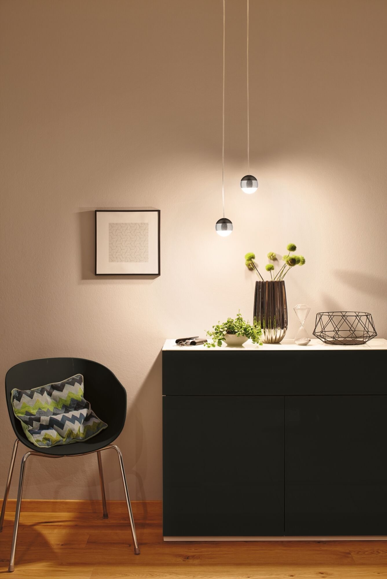 Paulmann Schienensystem-Leuchten »URail Pendel Capsule II  400lm 6,3W 2700K 230V Schwarz matt, Chrom« LED-Modul 1 Stk. Warmweiß dimmbar