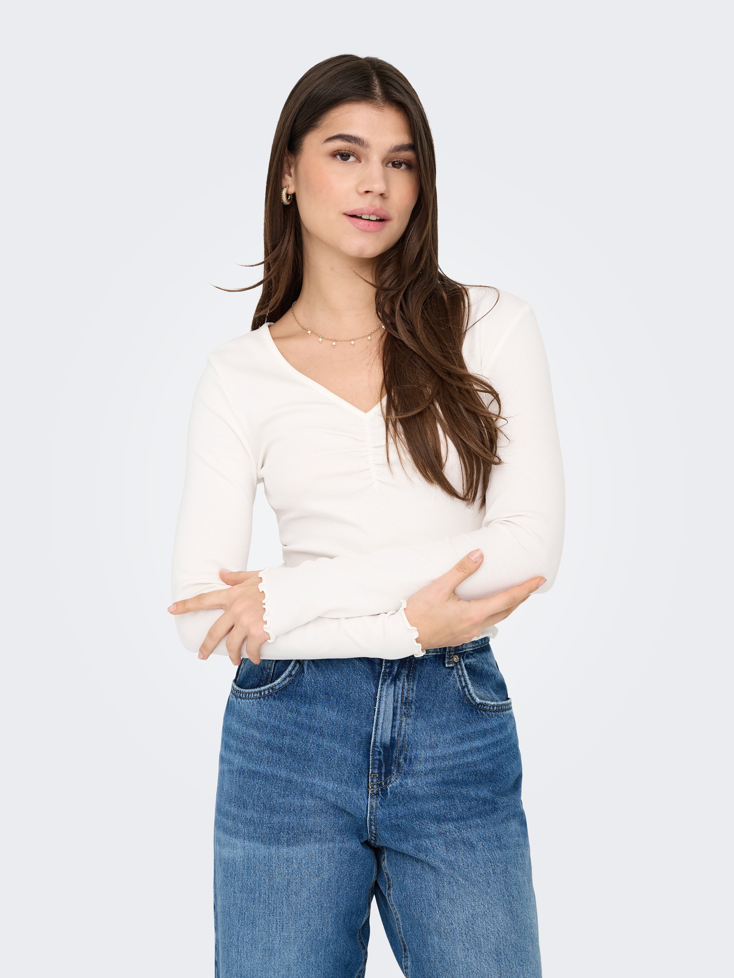 ONLY Langarmshirt »ONLBETTY L/S V-NECK TOP CC JRS«