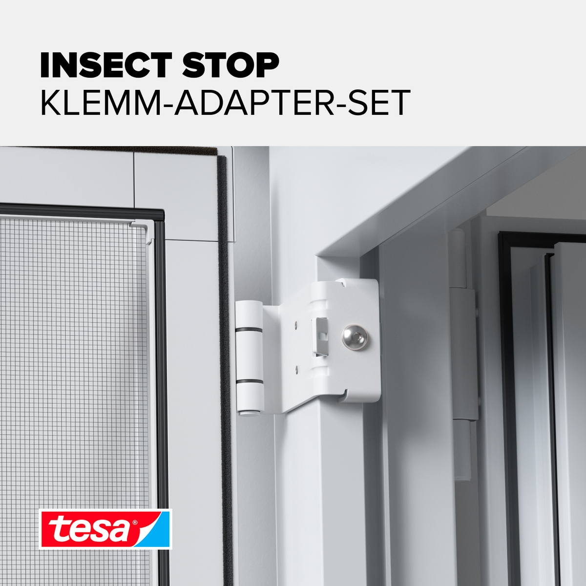 tesa Insektenschutz-Tür »Klemm-Adapter-Set - Tür-Klemme, Montage KIT« Packung, Adapter für FALT Fenster-türen, 3 Stk. tlg. INSECT STOP einfache Montage, ohne Bohren oder Schrauben