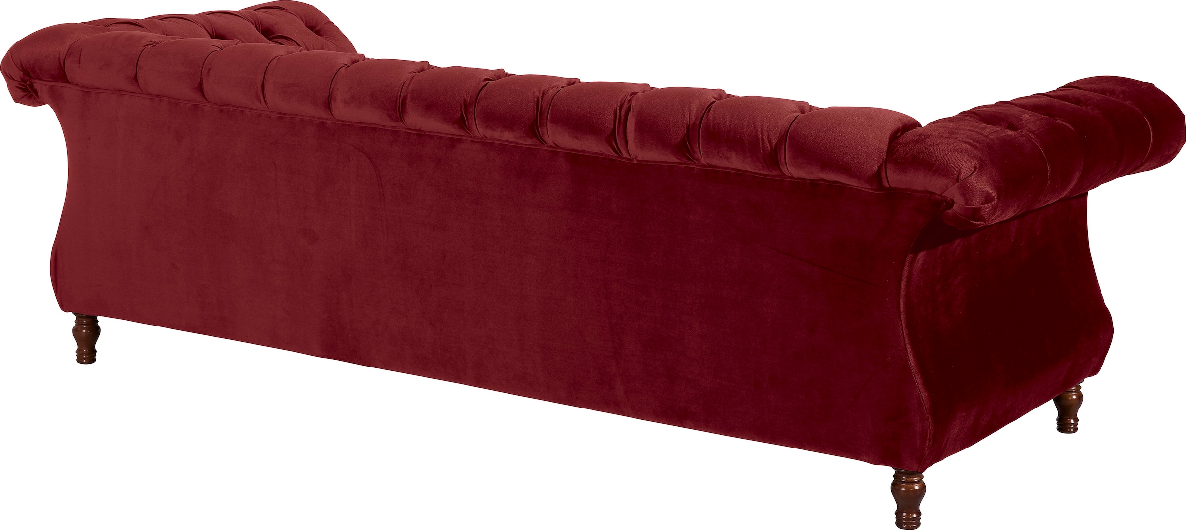 Max Winzer® Chesterfield-Sofa »Isabelle«, Knopfheftung & gedrechselten Füßen in Buche Nussbaum, Breite 260 cm