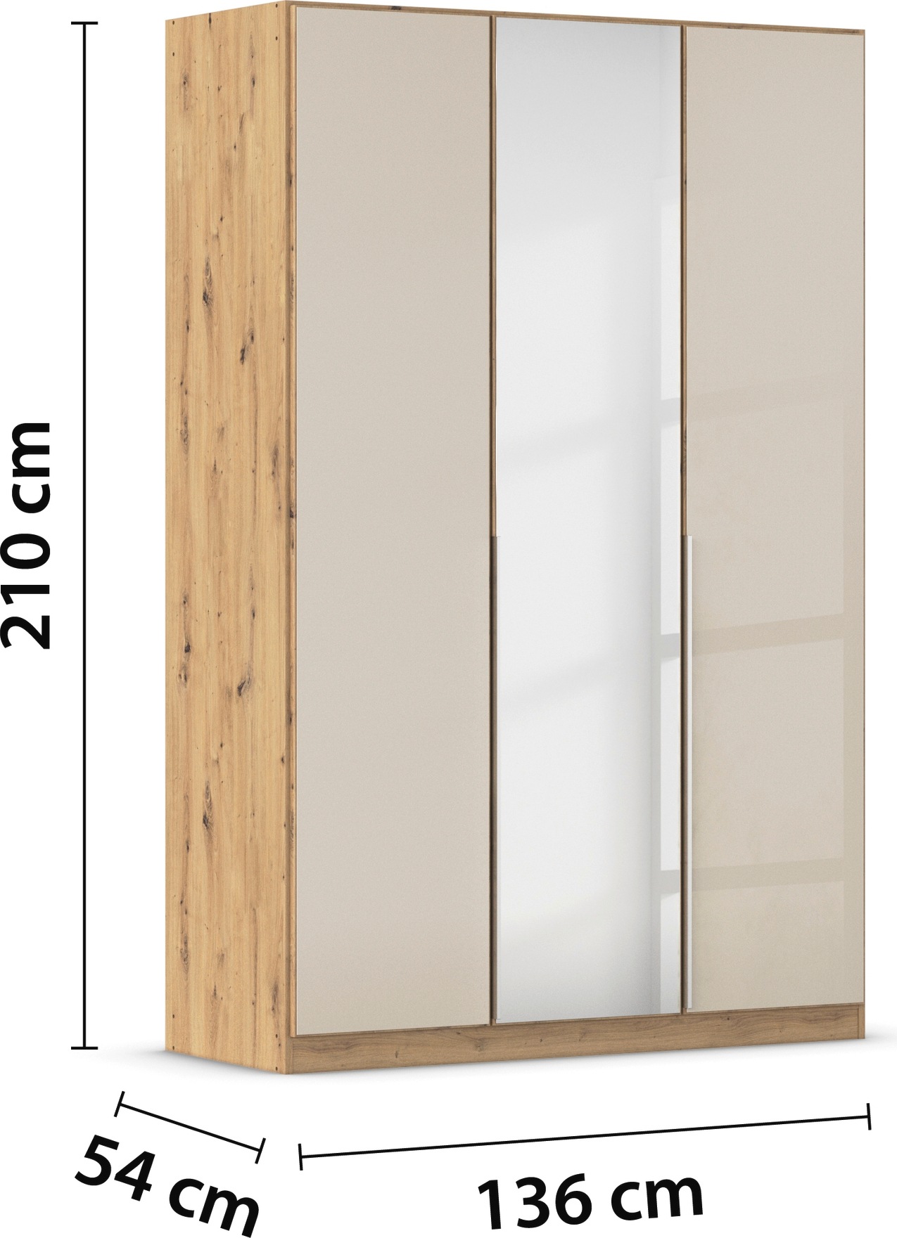 rauch Drehtürenschrank »Kleiderschrank Kleiderschränke Schrank Garderobe AGORDO mit Glasfront«, (in zwei Griff-Farben, Breiten 91-360 cm), durchdachte Innenausstattung, in 7 Breiten und 2 Höhen MADE IN GERMANY