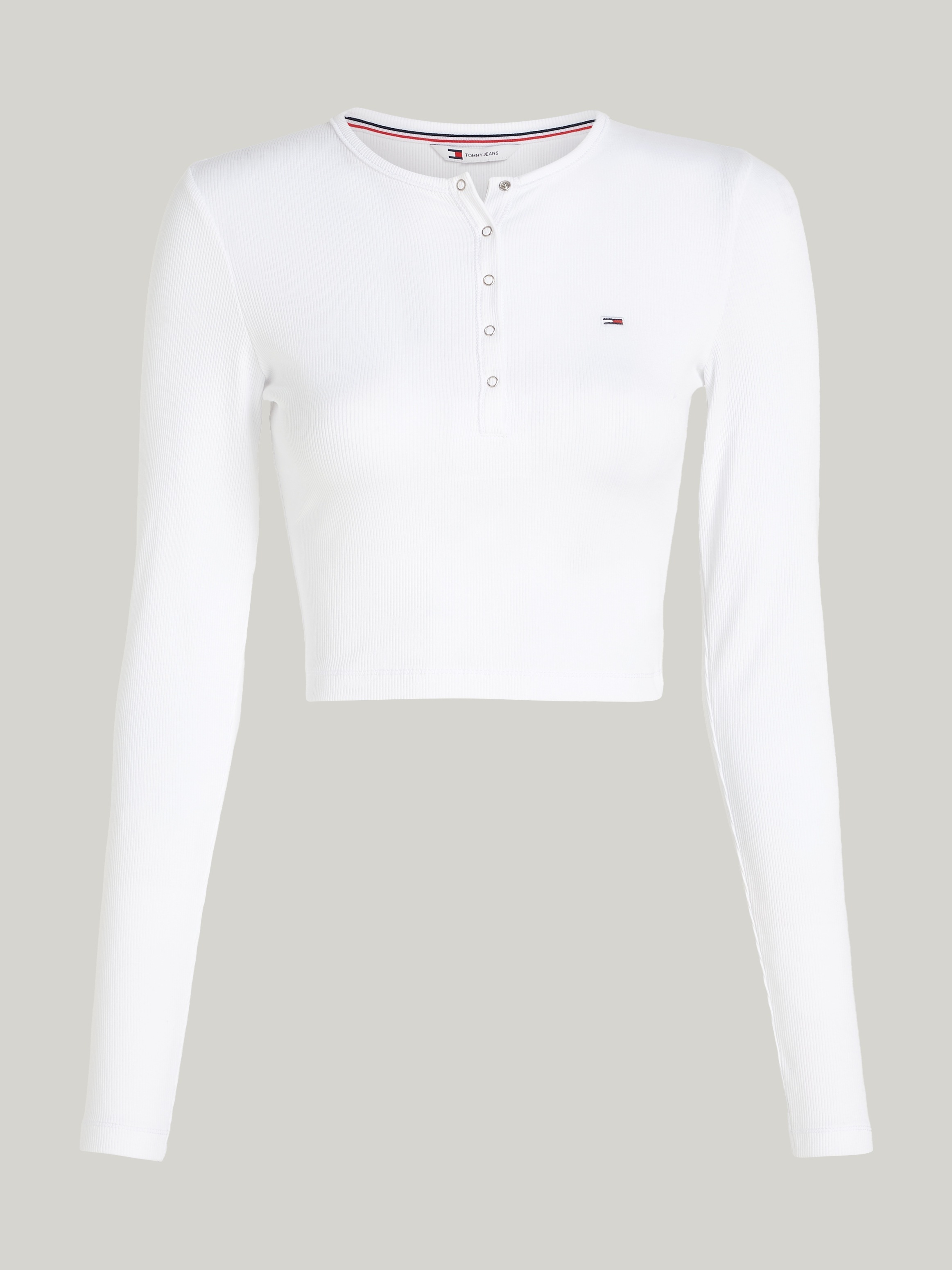 Tommy Jeans Langarmshirt »TJW CRP HENLEY TOP LS«, in modischer Cropped Form