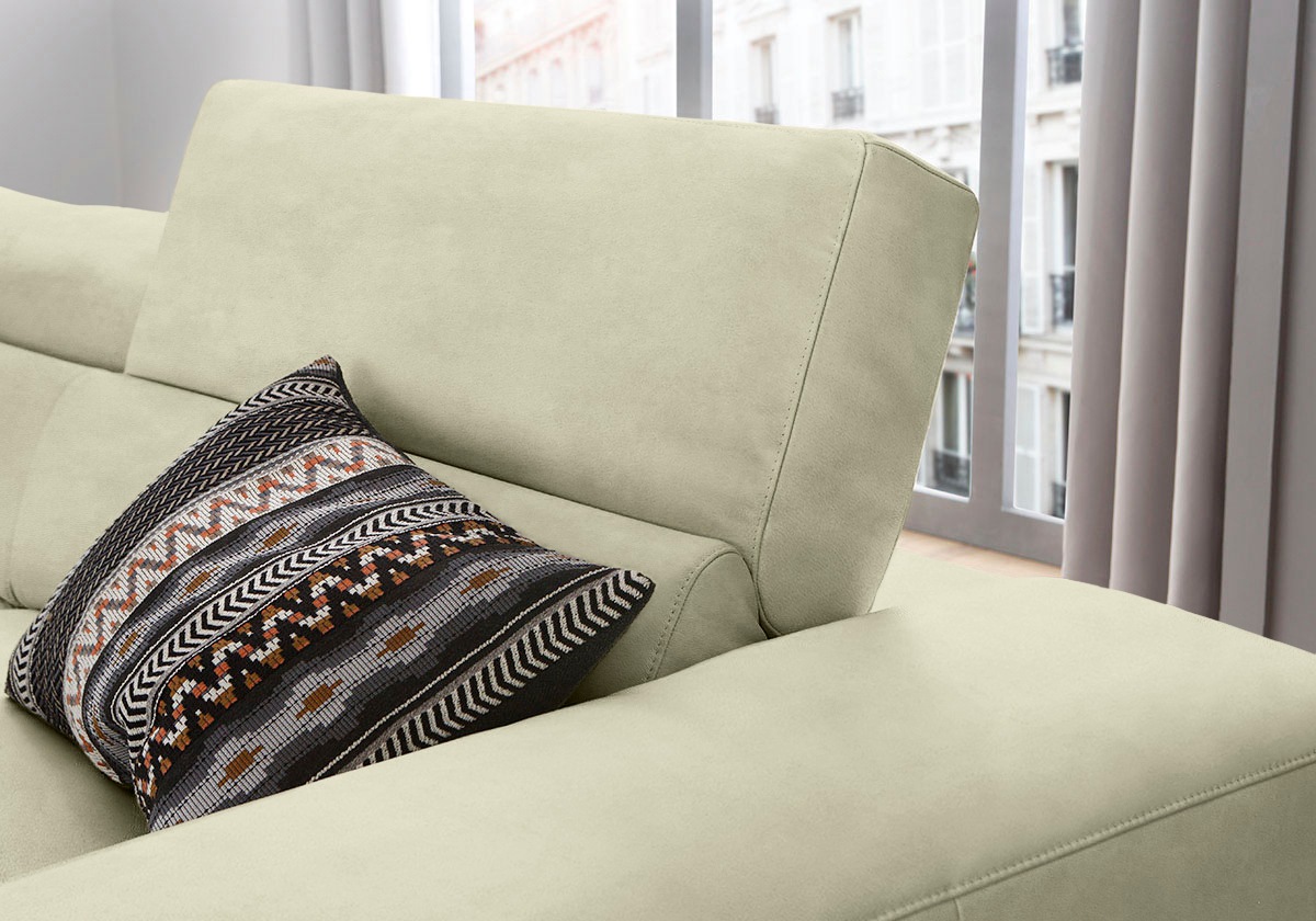 W.SCHILLIG Ecksofa »piedroo, Designsofa mit tollem Sitzkomfort, bequem und elegant, L-Form«, Kopfteilverstellung, wahlweise mit Sitztiefenverstellung, Breite 303cm
