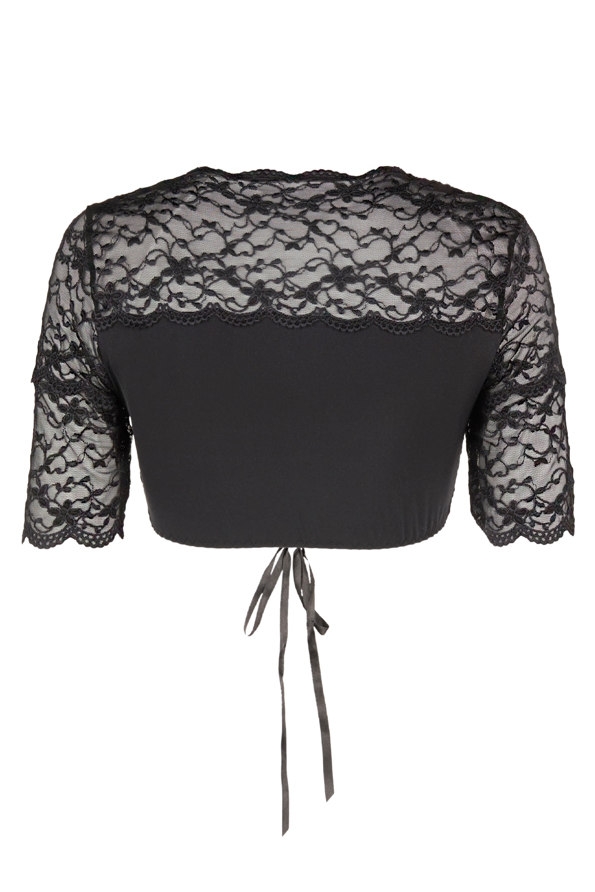 Nina Von C. Dirndlbluse , V-Ausschnitt, Spitze, bauchfrei, Kurzarm, Schnürung vorne
