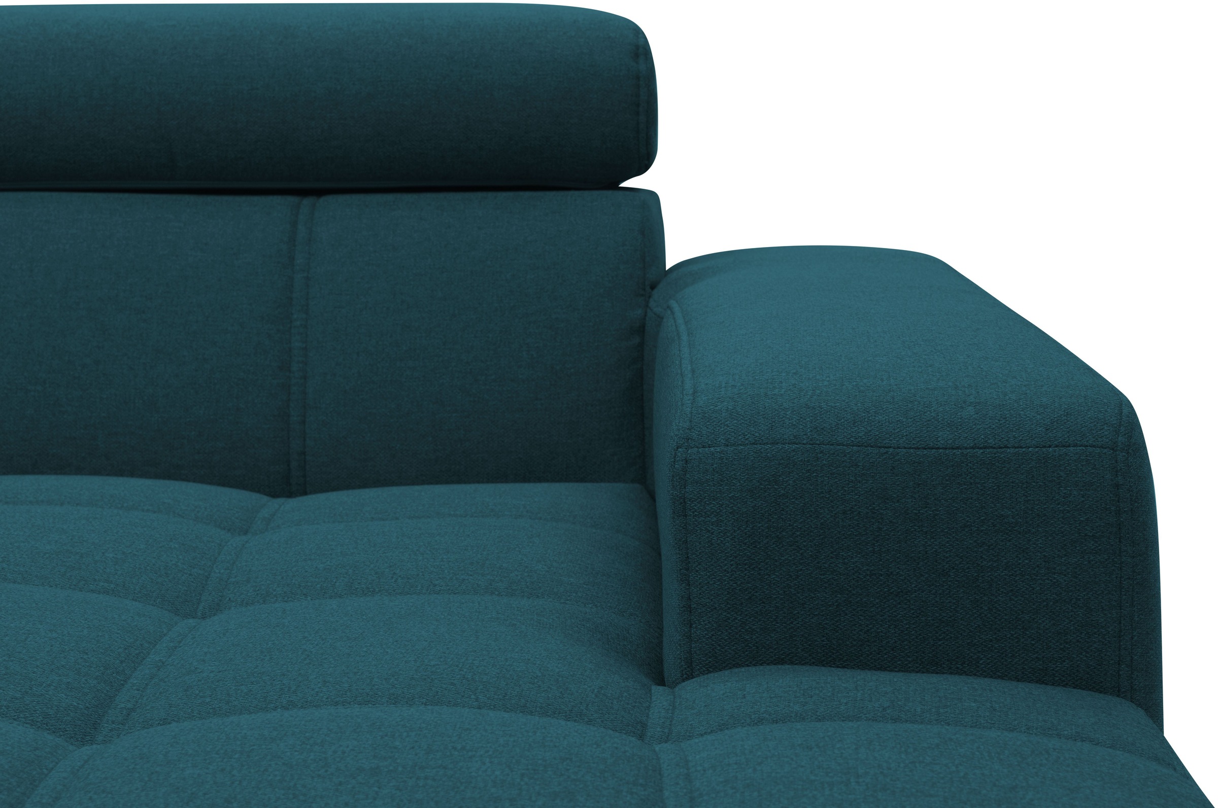 DOMO collection Ecksofa »Trento L-Form, mit Kufenfuß oder Einzelfuß«, wahlweise mit Kopfteilverstellung, Recamiere links/rechts bestellbar