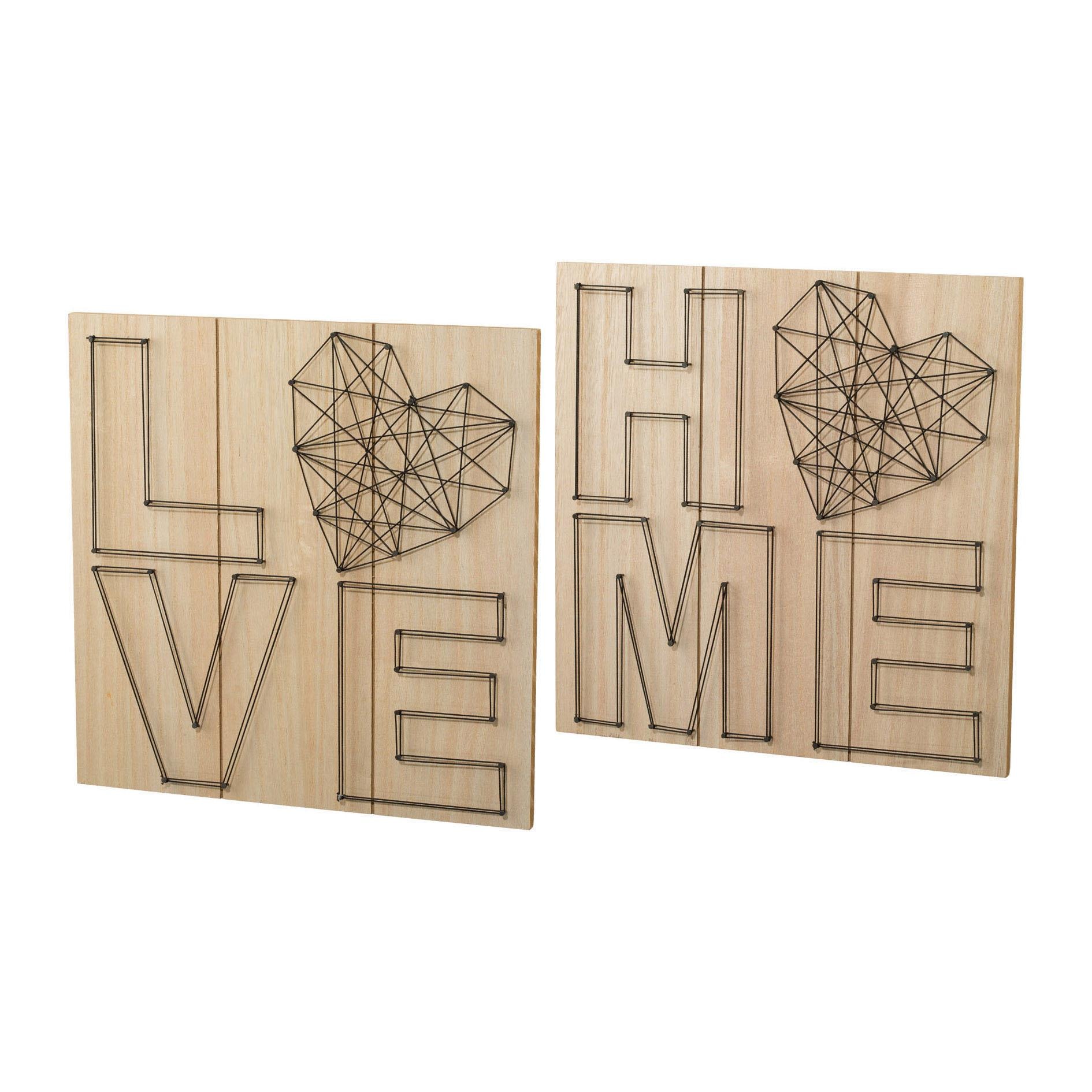 Creativ home Holzbild, bestellen Wanddeko, 2 mit Schriftzug St.), aus Raten Holz, auf (Set