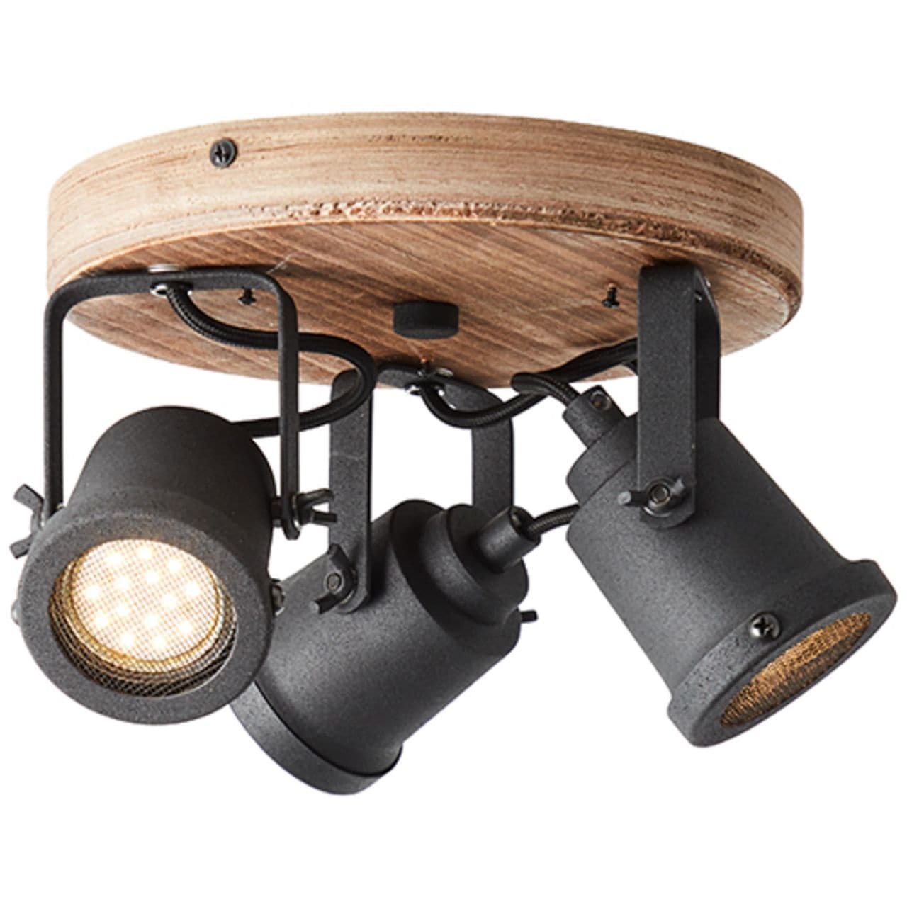 Brilliant Deckenstrahler »Inge«, 3 flammig, Leuchtmittel GU10 | ohne Leuchtmittel, Ø 26 cm, 3 x GU10, Metall/Holz, schwenkbar, holz dunkel/schwarz