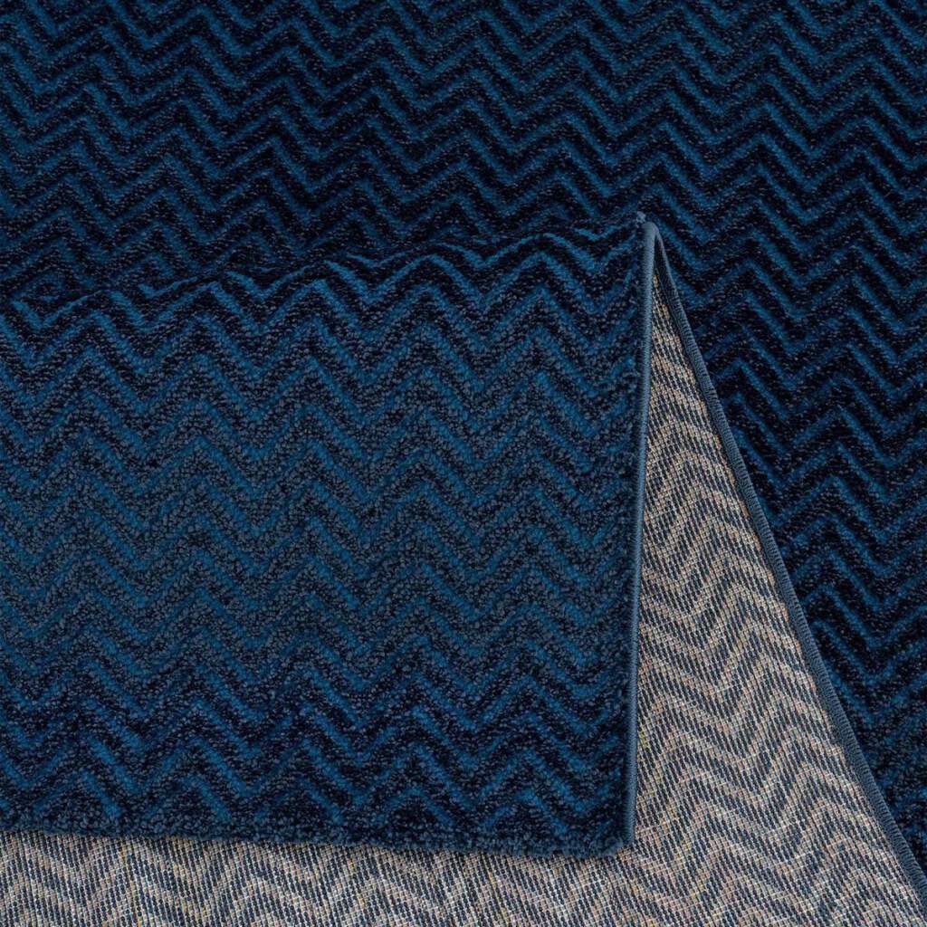 Carpet City Teppich »Friseé-Teppich FANCY805«, rechteckig, 12 mm Höhe, Läufer, Kurzflor, Einfarbig, 3D-Optik, Zickzack Look, Wohnzimmer