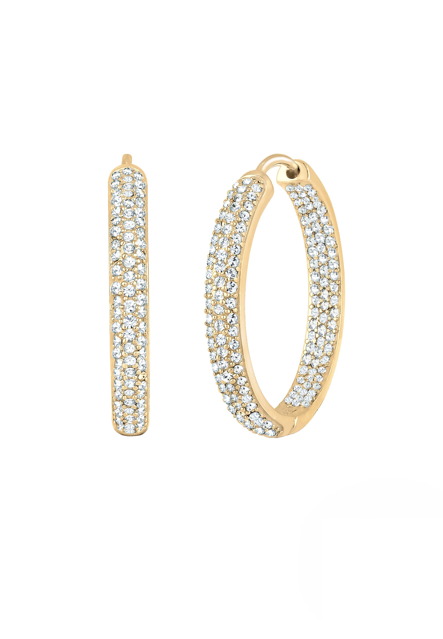 Elli Premium Paar Creolen »Ohrringe Creolen mit Glas Kristalle 925 Sterling Silber«