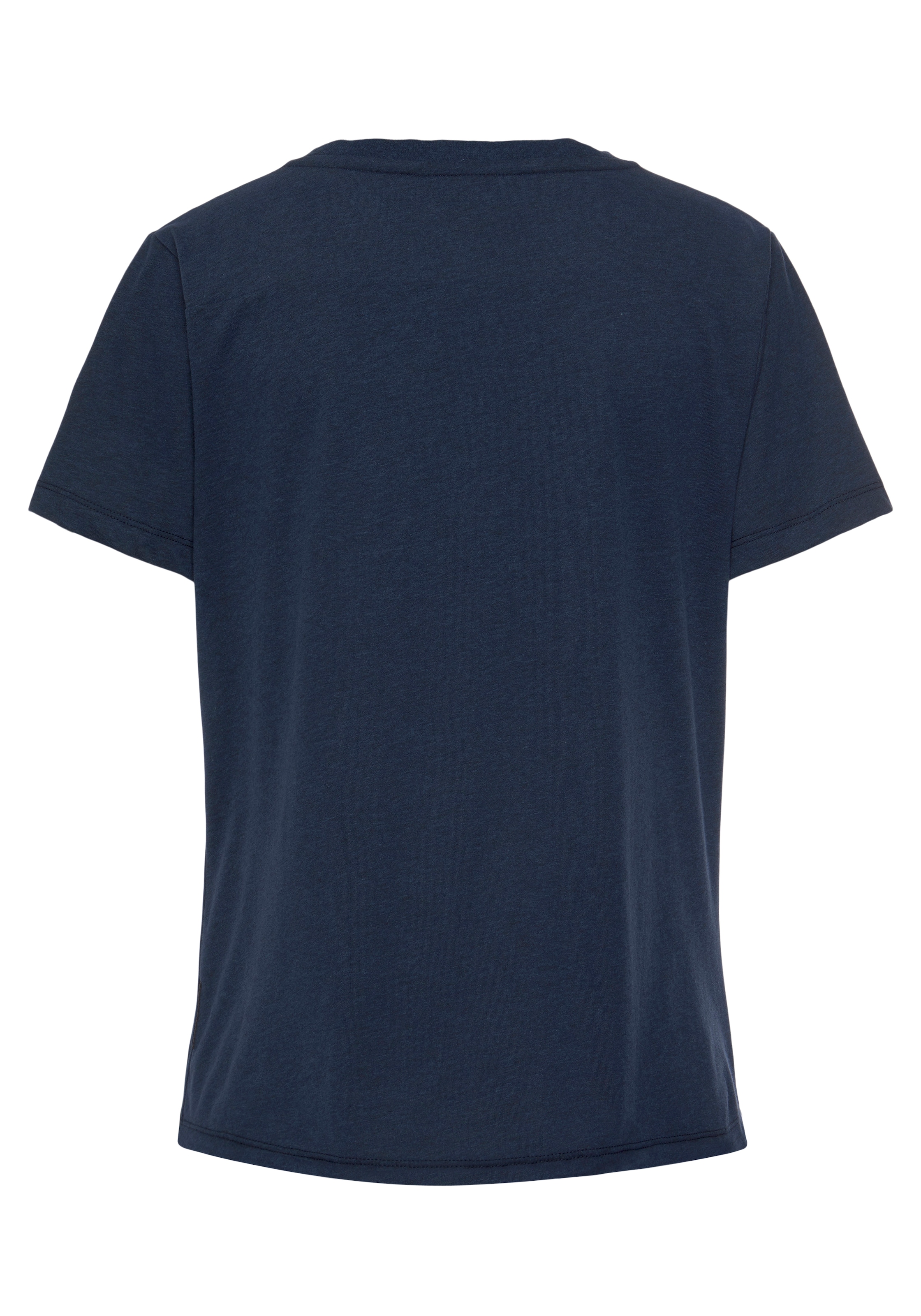 Elbsand T-Shirt »Talvi« mit Flockprint und V-Ausschnitt, Kurzarmshirt aus Baumwoll-Mix