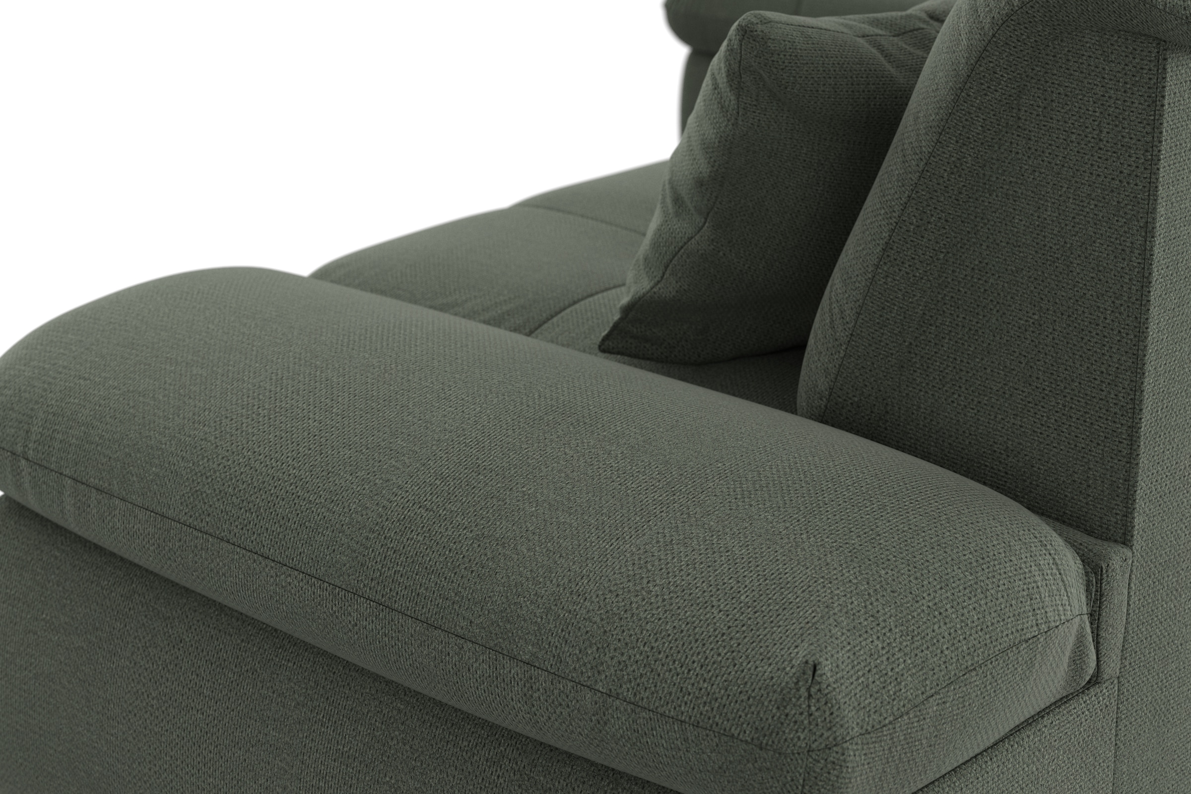 DOMO collection Ecksofa »Moric, L-Form, XXL-Sofa - Breite 300cm«, wahlweise mit Bettfunktion und Armteilverstellung, dunkelgrün