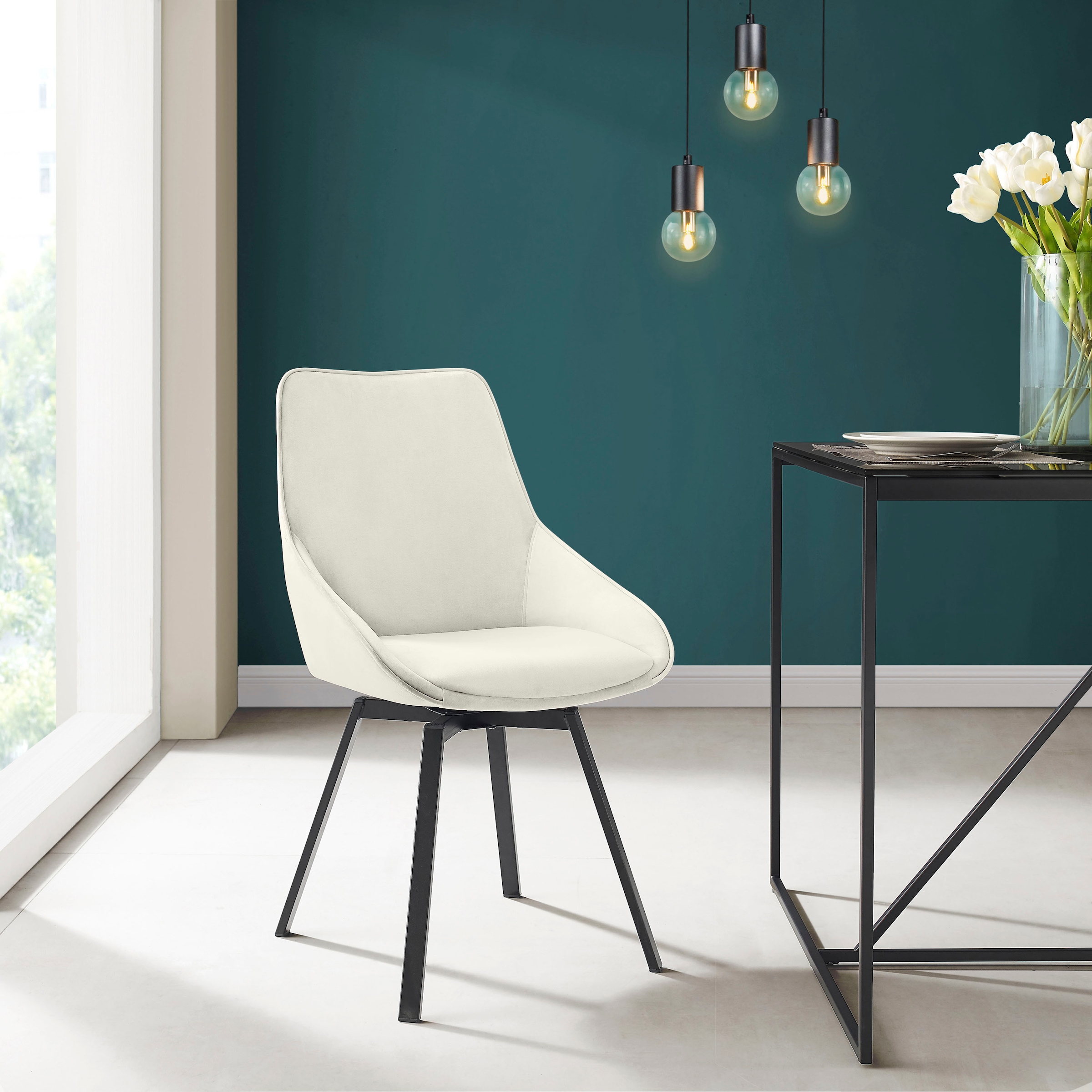 INOSIGN Esszimmerstuhl »Merisa«, (Set), Luxus-Microfaser, 2er-Set mit gepolstertem Sitz und Rückenlehne, Drehstuhl