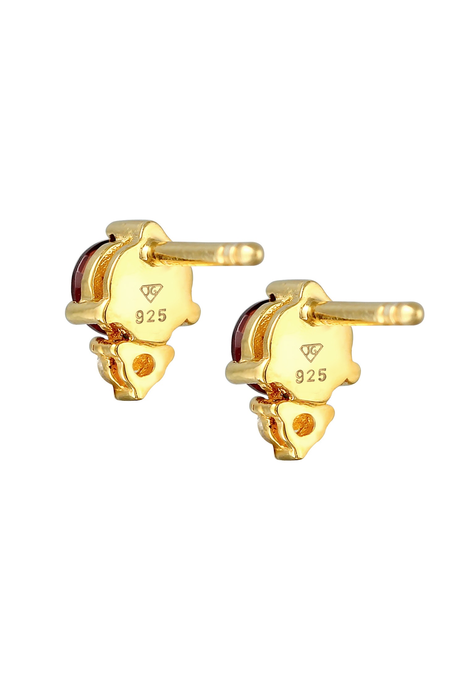 Elli Premium Paar Ohrstecker »Ohrringe Granat Rot Liebe Topas 925 Silber vergoldet«