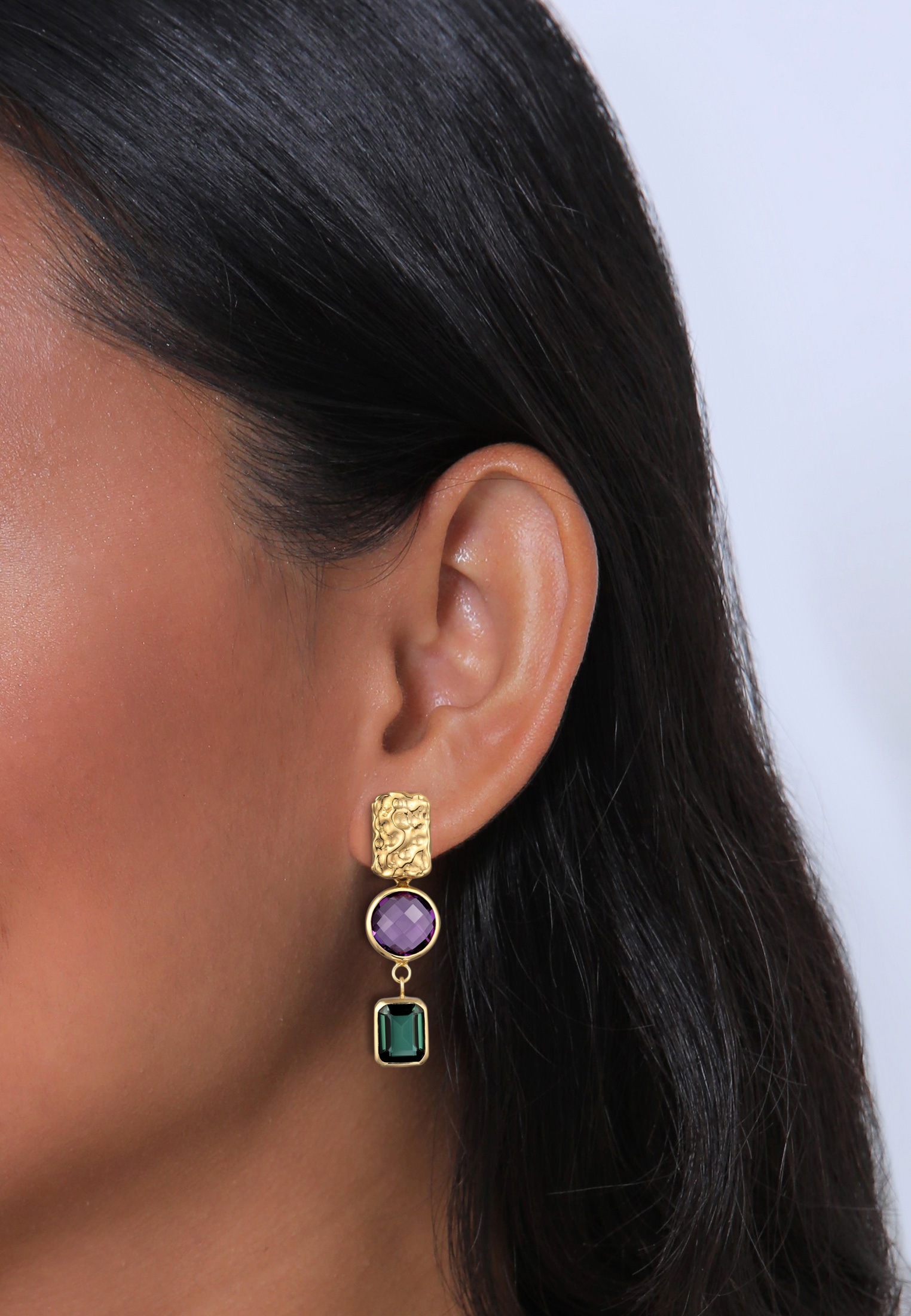 Elli Premium Paar Ohrstecker »Ohrringe Ohrstecker Amethyst Quarz Edelstein 925 Sterling Silber vergoldet«
