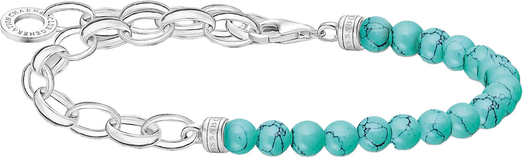 THOMAS SABO Charm-Armband »mit Beads, A2098-130-11-L19, A2098-404-17-L19«, mit Onyx oder Türkis-Imitat