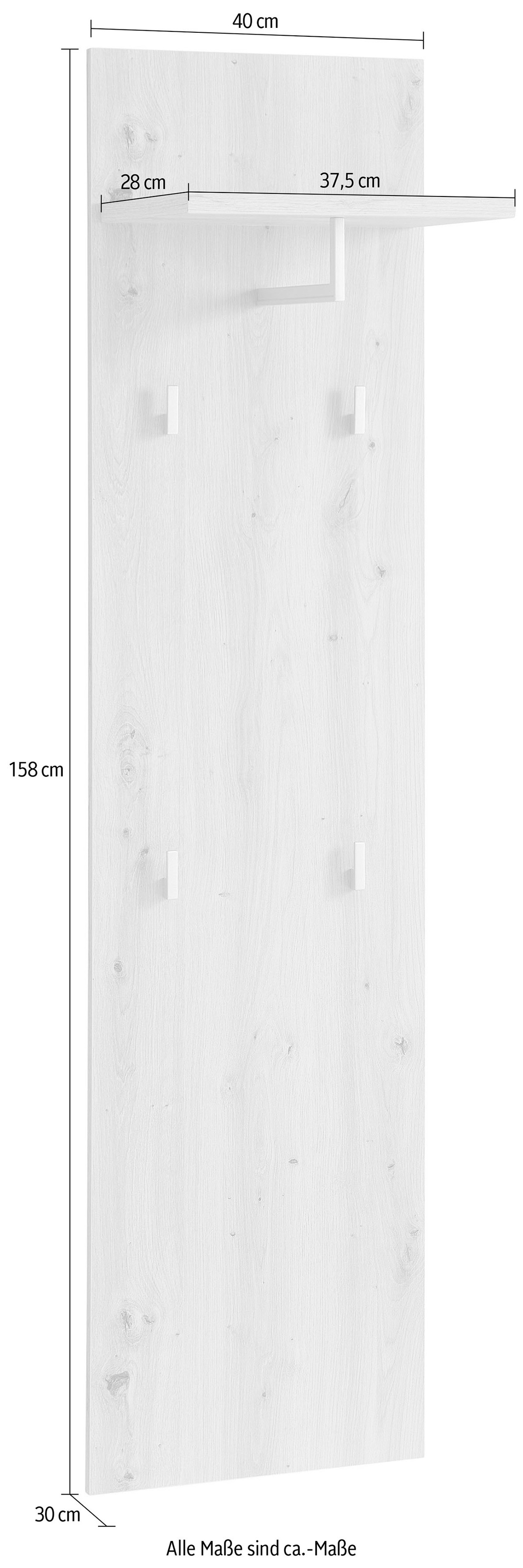 Innostyle Garderobenpaneel »BARI Graderobenpaneel, BxHxT 78x117x30 cm«, (1 St.), 3 Ablageboden, 1 Kleiderstange, 4 Haken