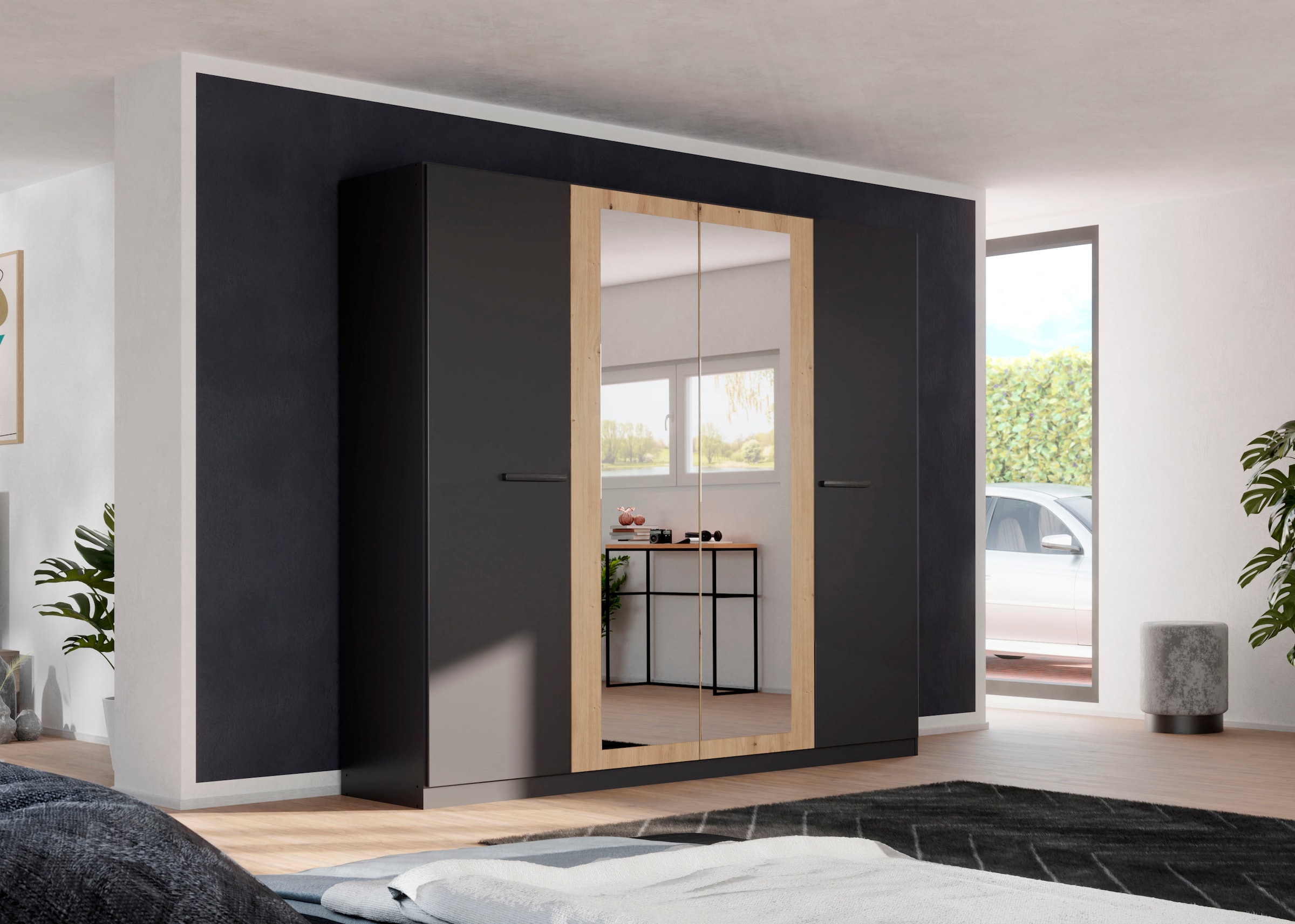 rauch Drehtürenschrank »Kleiderschrank Schrank Garderobe Garderobenschrank Stauraumwunder MODI«, optional mit Spiegel MADE IN GERMANY
