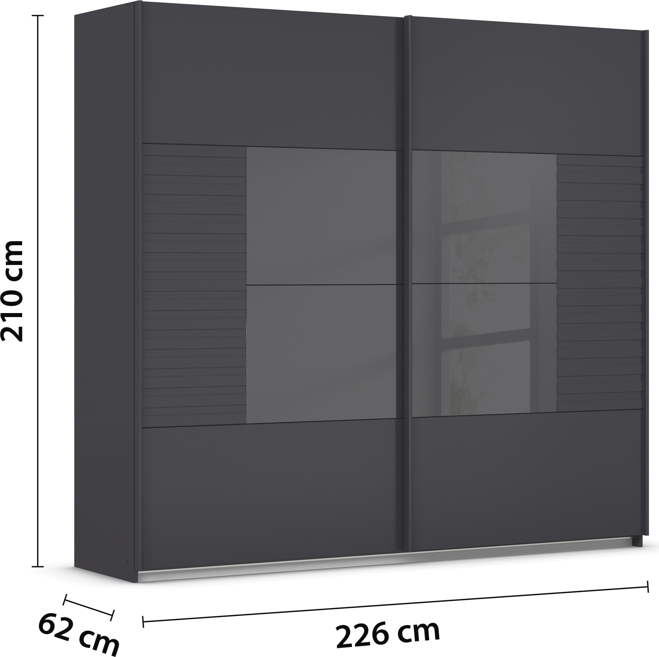 rauch Schwebetürenschrank »Kleiderschrank Schrank Garderobe Schlafzimmerschrank RUGA«, Auflagen in moderner Lamellen-Optik, mit Glasauflagen MADE IN GERMANY