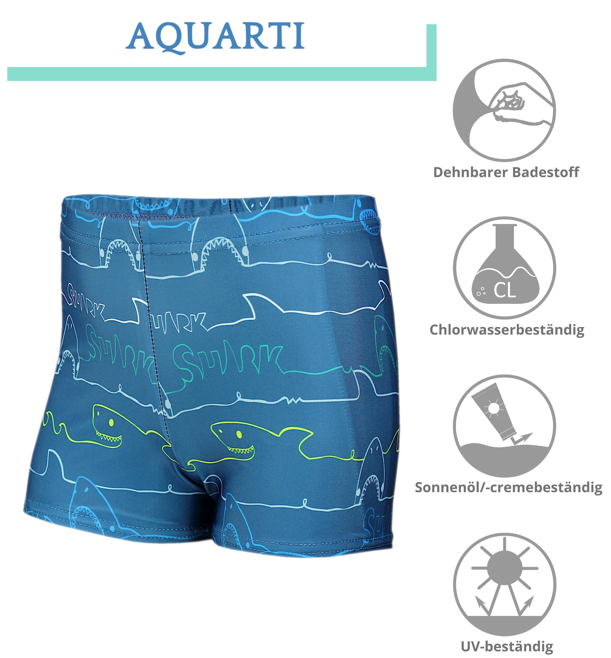 AQUARTI Badehose »Badehose Jungen Badehose Gestreift mit Motiven«
