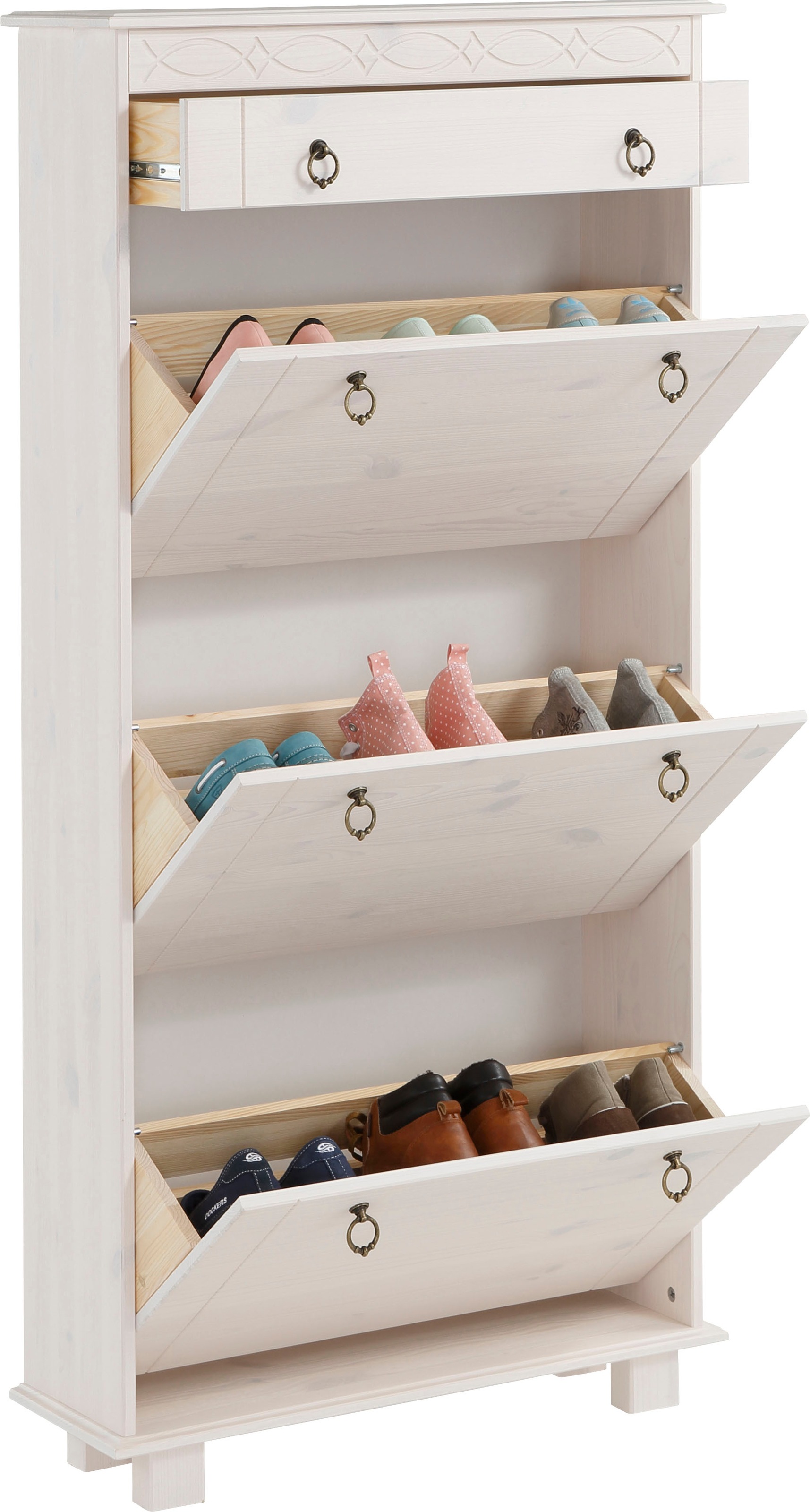 Home affaire Schuhschrank »Indra«, aus massiver Kiefer, FSC®, Breite 70 cm, Platz für ca. 9 Paar Schuhe