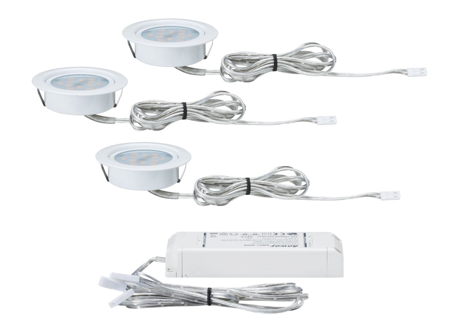 Paulmann Unterschrankleuchte »3x4,5W 12VA 230V/350mA 65mm Weiß/Metall Weiß, 3er Set«, 3 flammig, LED Möbel Einbauleuchten Set