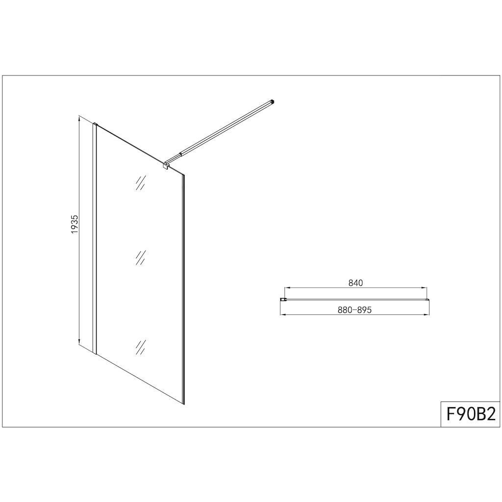 Sanotechnik Duschwand »Elite Black«, Seitenwand