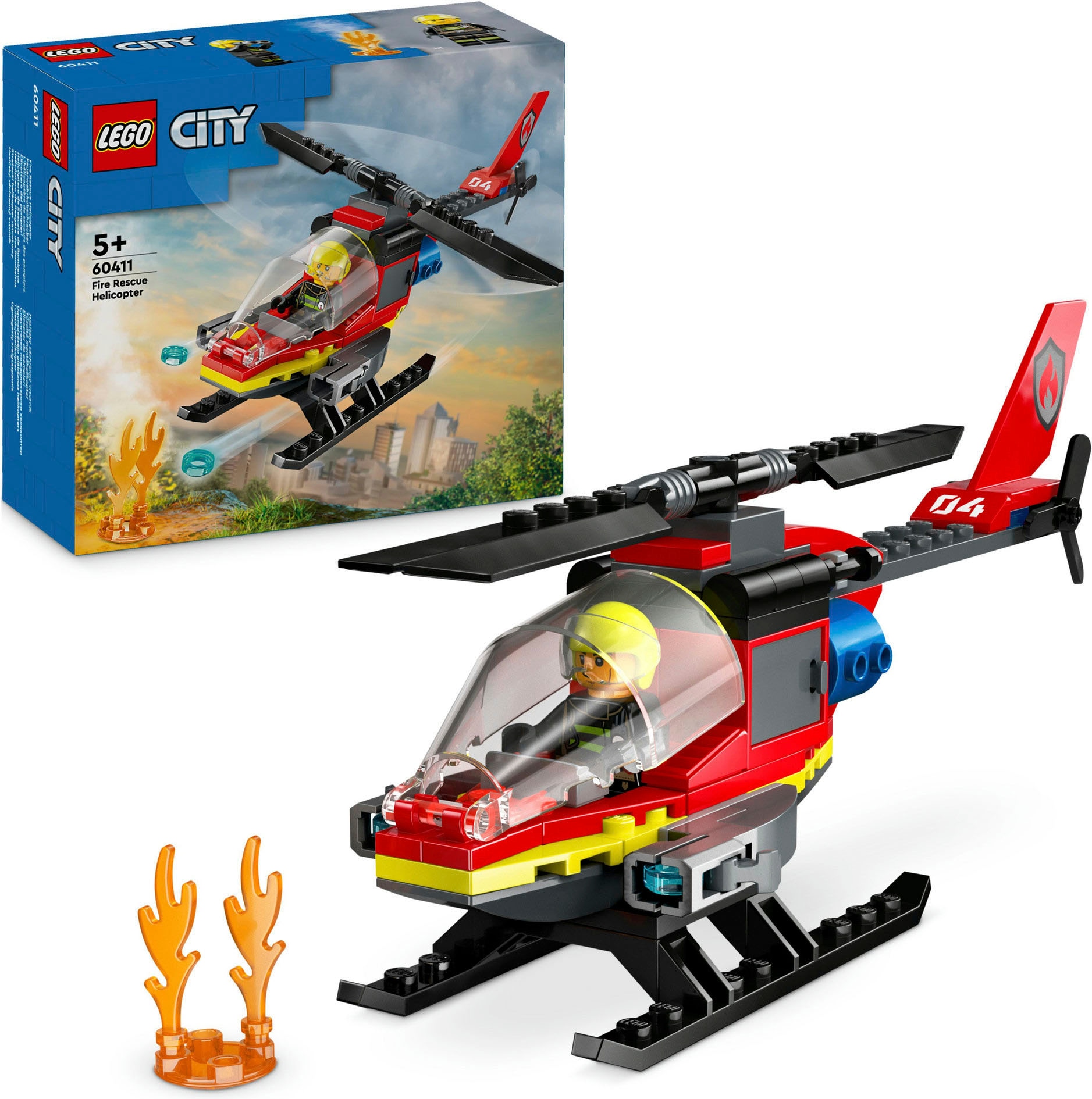 Konstruktionsspielsteine »Feuerwehrhubschrauber (60411), LEGO City«, (85 St.), Made in...