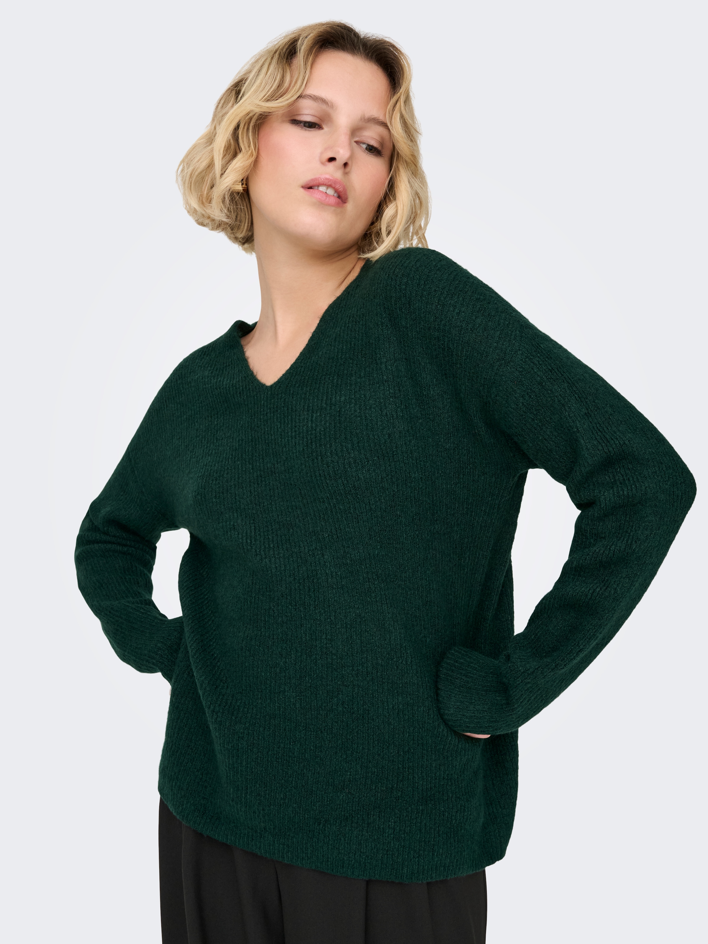 ONLY »ONLCAMILLA V-NECK L/S PULLOVER KNT NOOS« Materialmix, regular fit