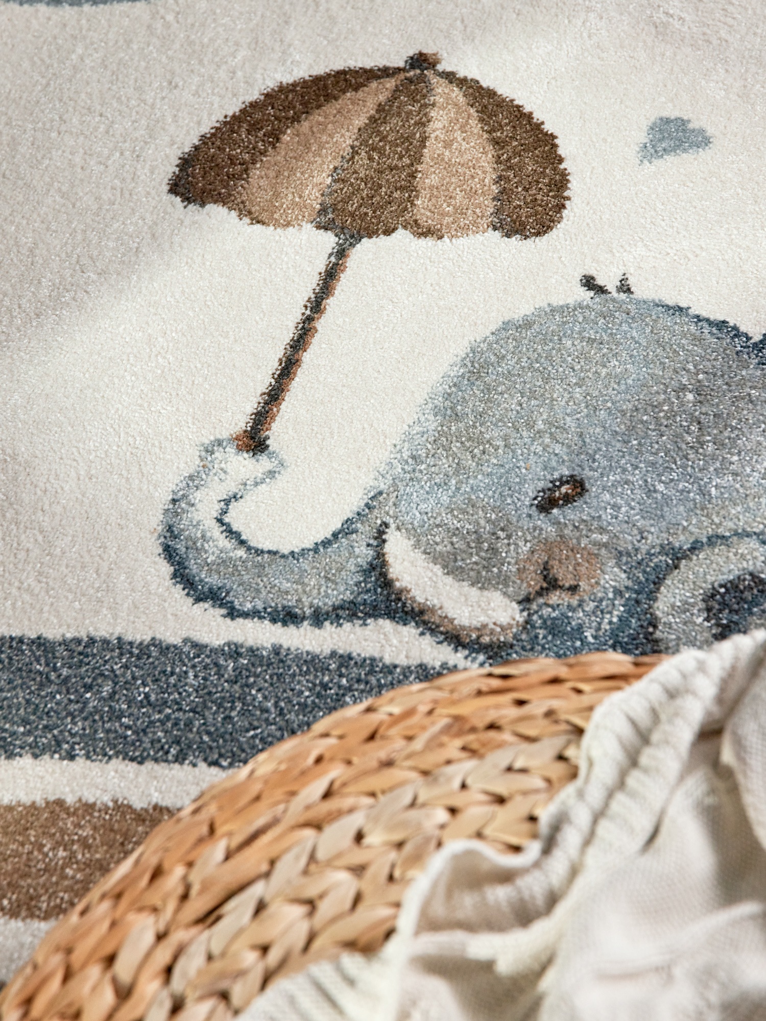 Villeroy & Boch Kinderteppich »Walk like an Elephant Rainy Party« rechteckig 9 mm Höhe Spielteppich weich, Kinderzimmer, Boho Kids Spielunterlage, Tieremotiv