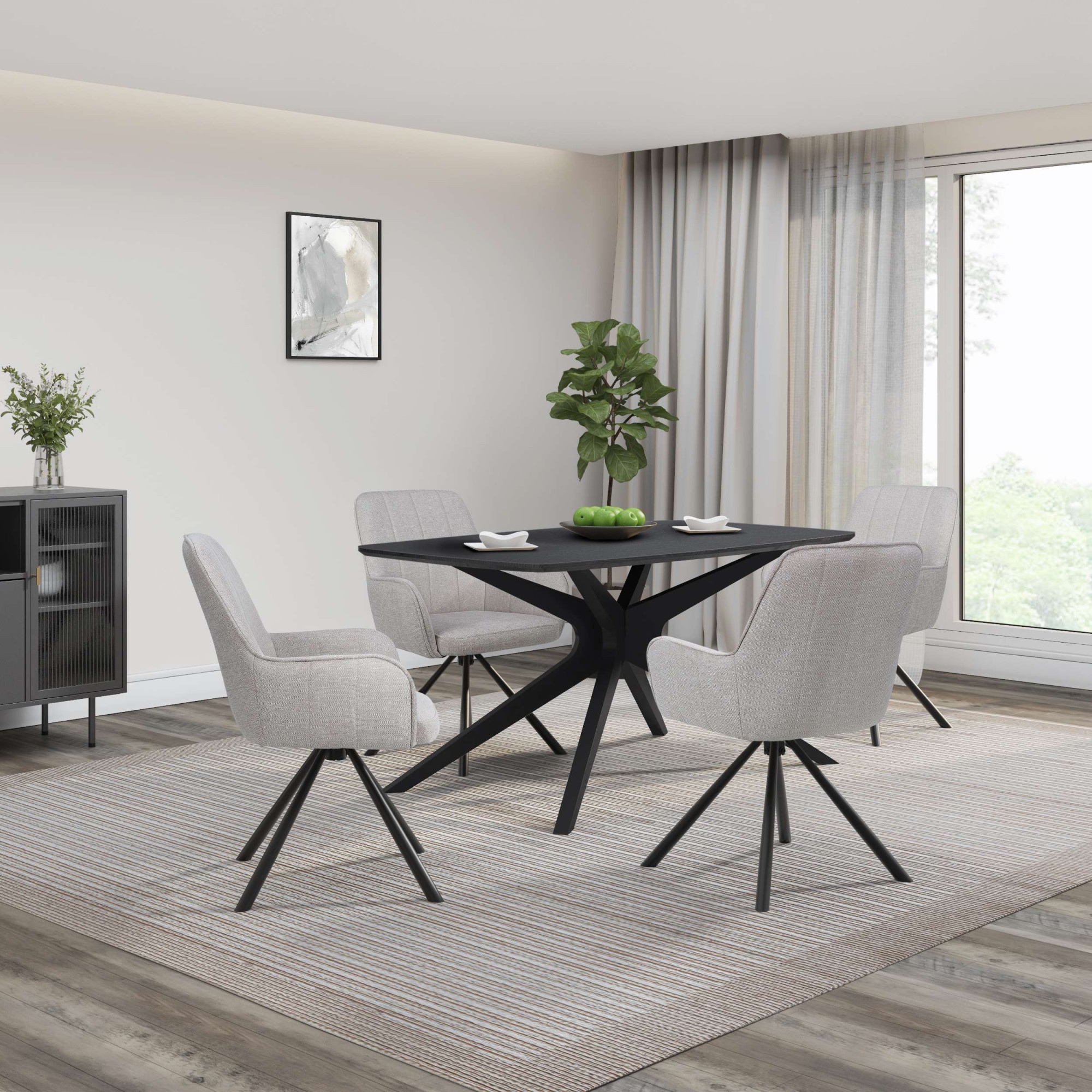 OTTO home Esstisch »Dakona« Tischplatte mit Holzstruktur, schwarze Metallbeine, Höhe 76 cm