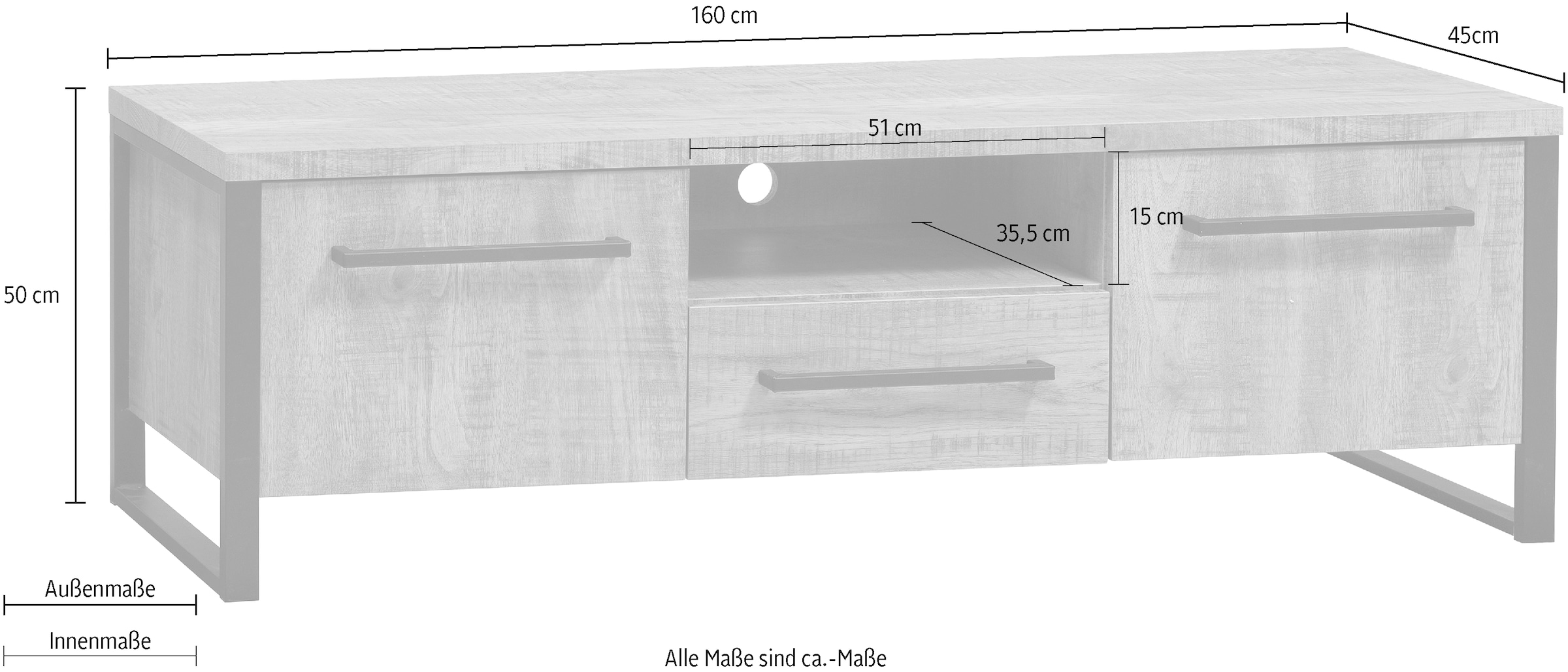 OMG Design TV-Schrank »Carriba Lowboard«, mit Soft-Close, Breite 160 cm