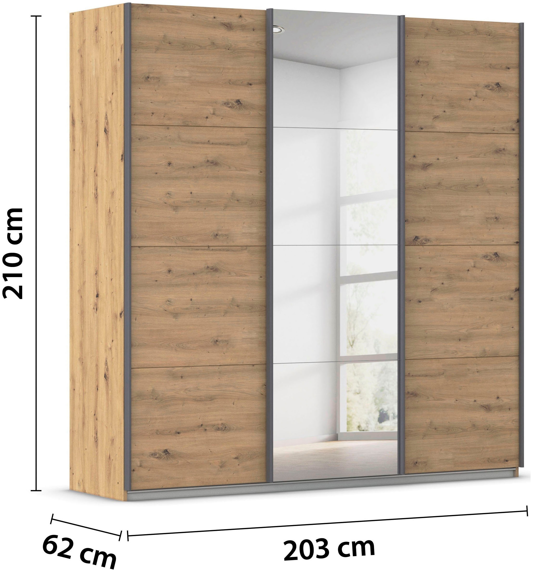 rauch Schwebetürenschrank »Kleiderschrank Schrank Garderobe AGORDO«, (in zwei Griff-Farben), Top Innenausstattung, in 4 Breiten und 2 Höhen MADE IN GERMANY