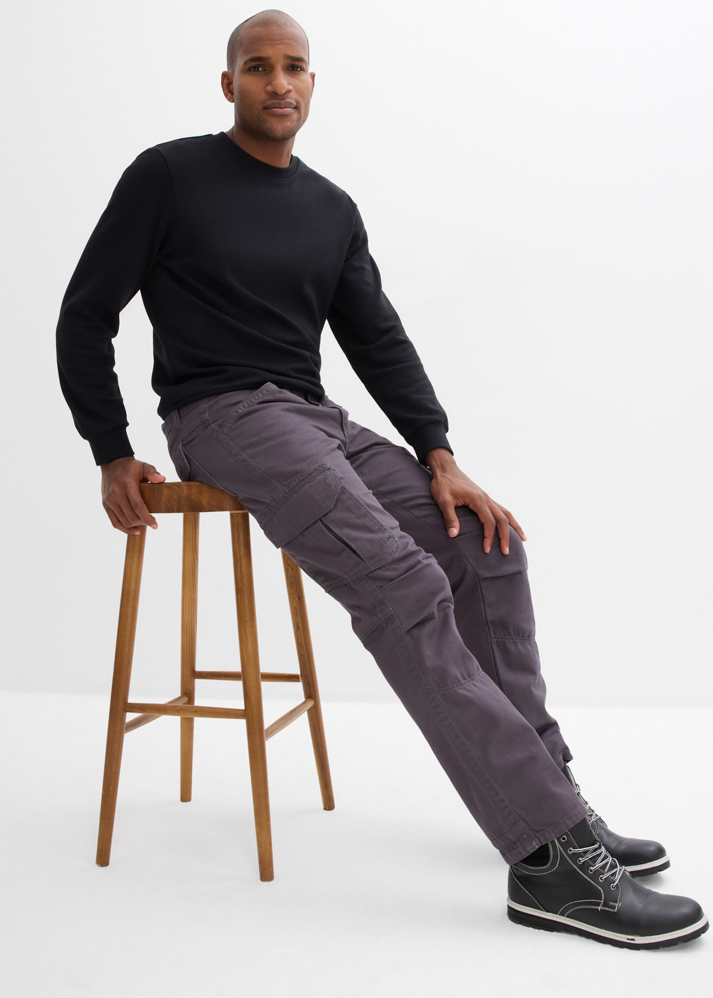 bonprix Cargohose  aus Baumwolle, mit Reißverschlussdetail, relaxed fit Passform