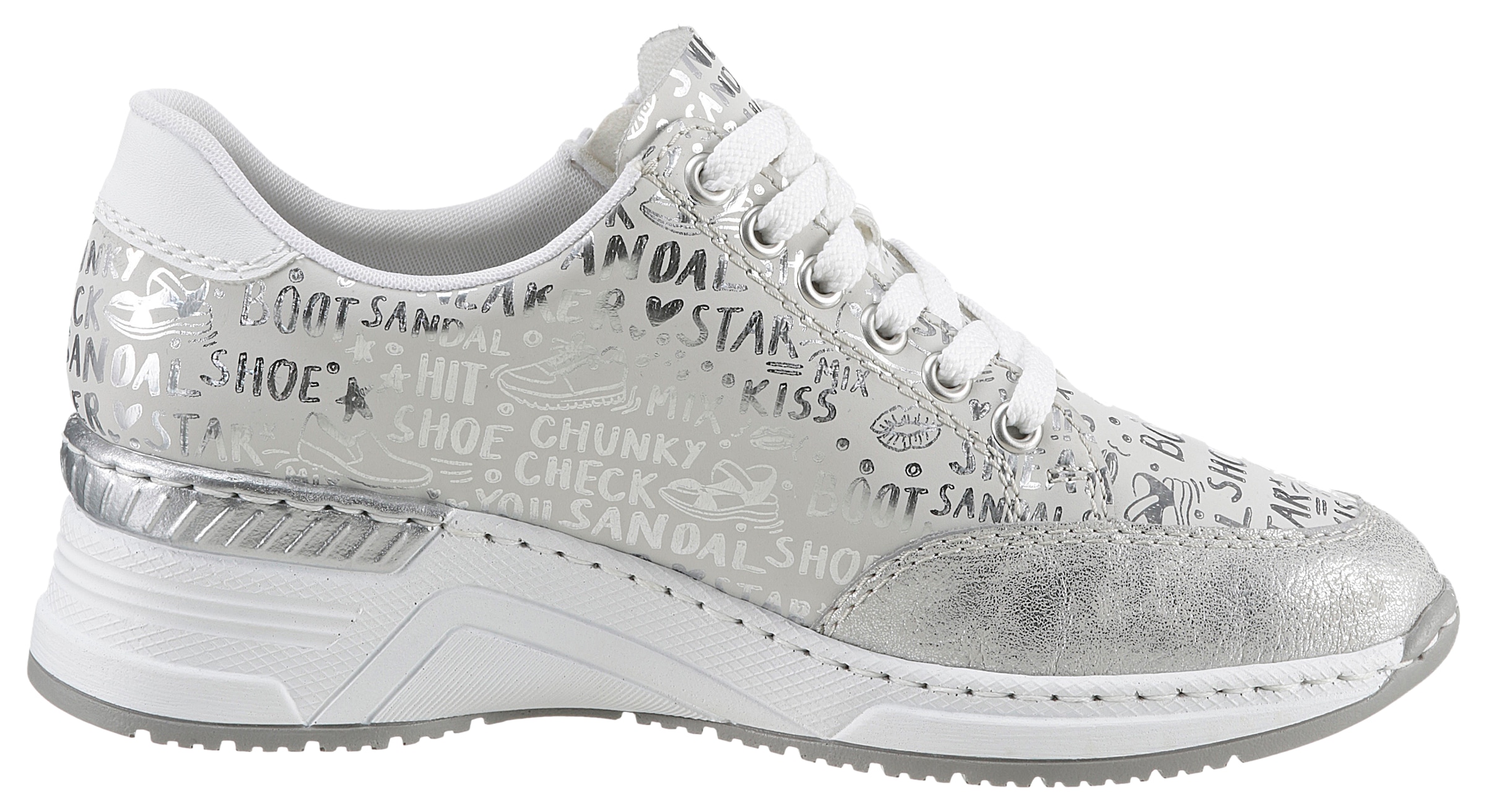 Rieker Sneaker, mit Lettern bedruckt, Freizeitschuh, Halbschuh, Schnürschuh