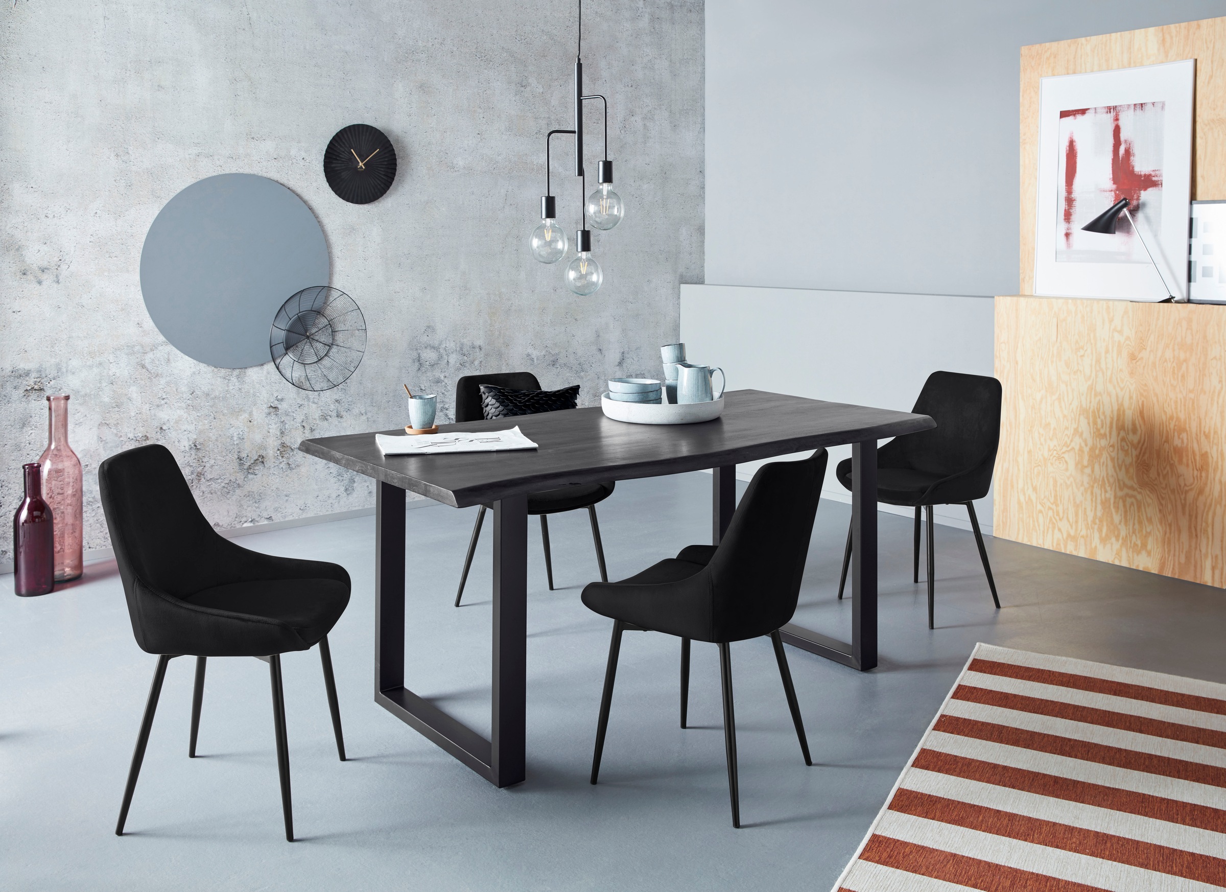 INOSIGN Esszimmerstuhl »Niam, TOPSELLER!«, Samtvelours, 2er Set, schwarze Metallbeine, pflegeleichter Samtvelours Bezug