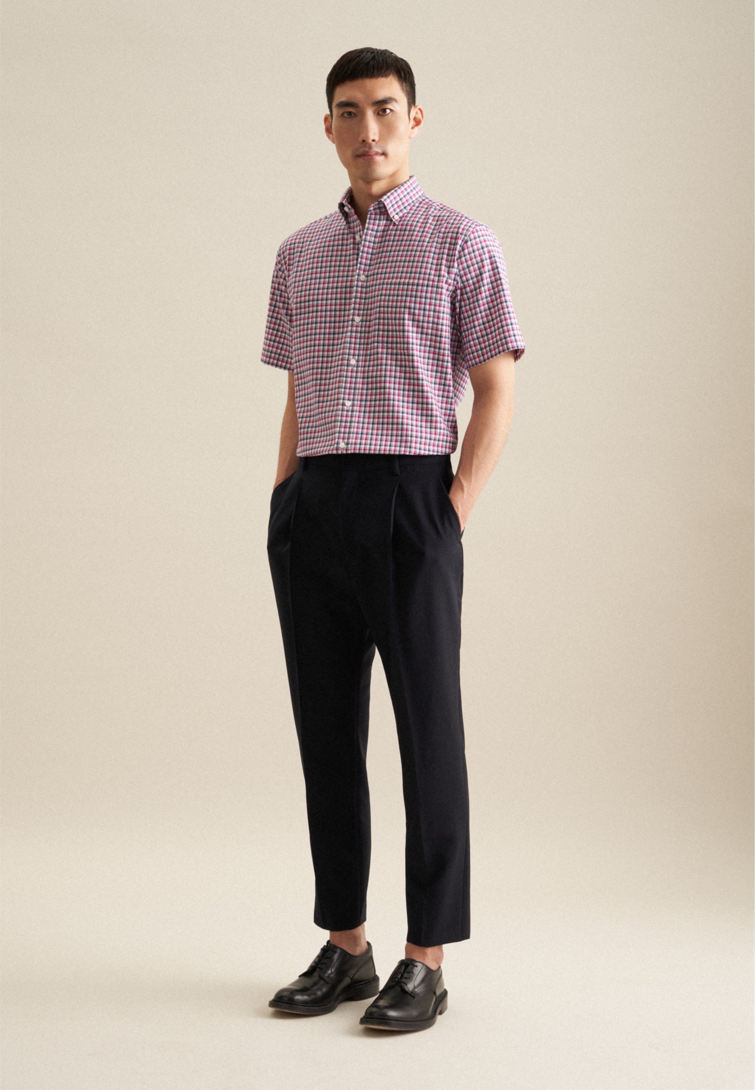 seidensticker Businesshemd »Regular«, Regular Kurzarm Button-Down-Kragen Karo