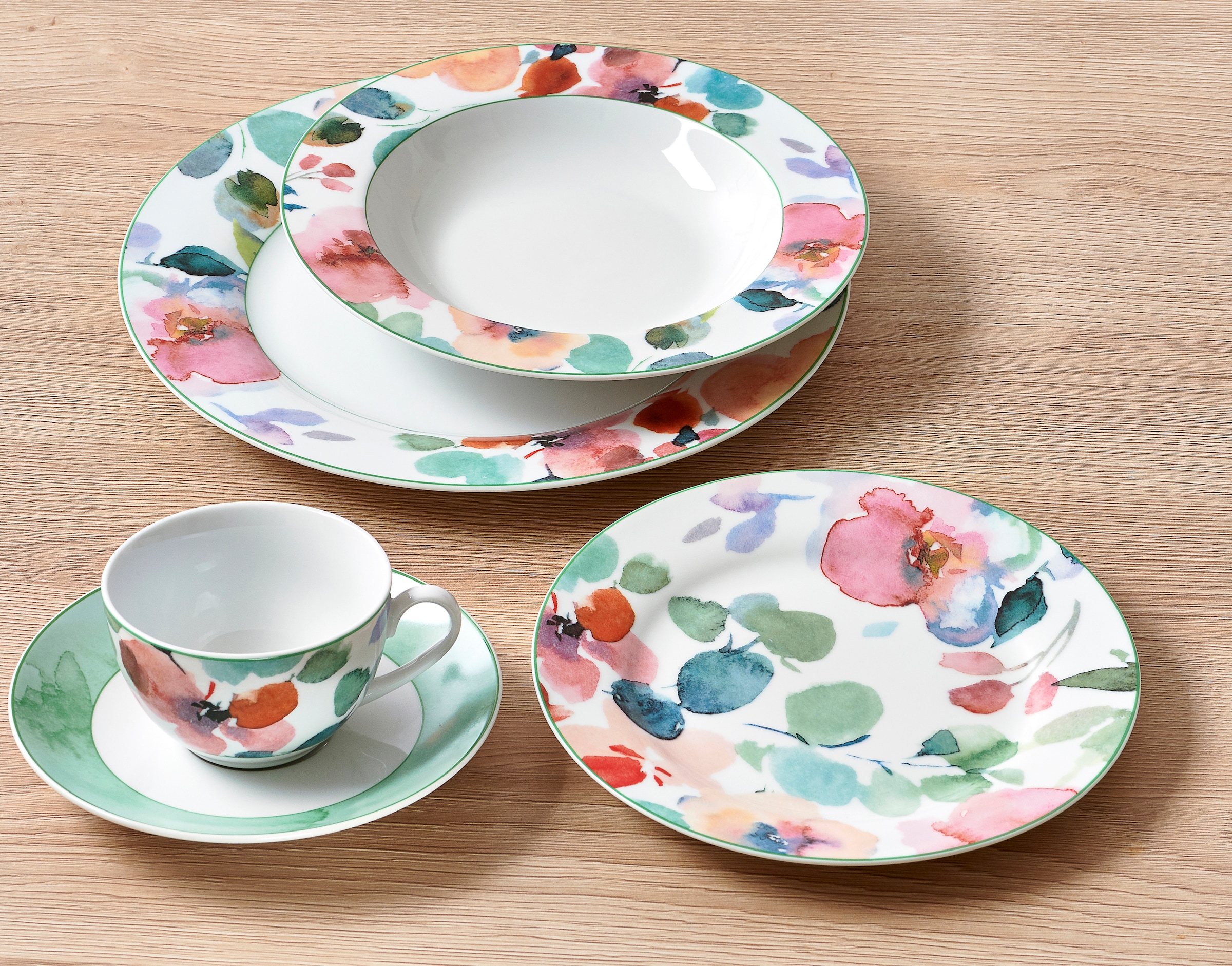 Ritzenhoff & Breker Tafelservice »Teller Set, Geschirr-Set Celine«, (Set, 12 tlg.), Floral-Dekor, 12 Teile, für 6 Personen