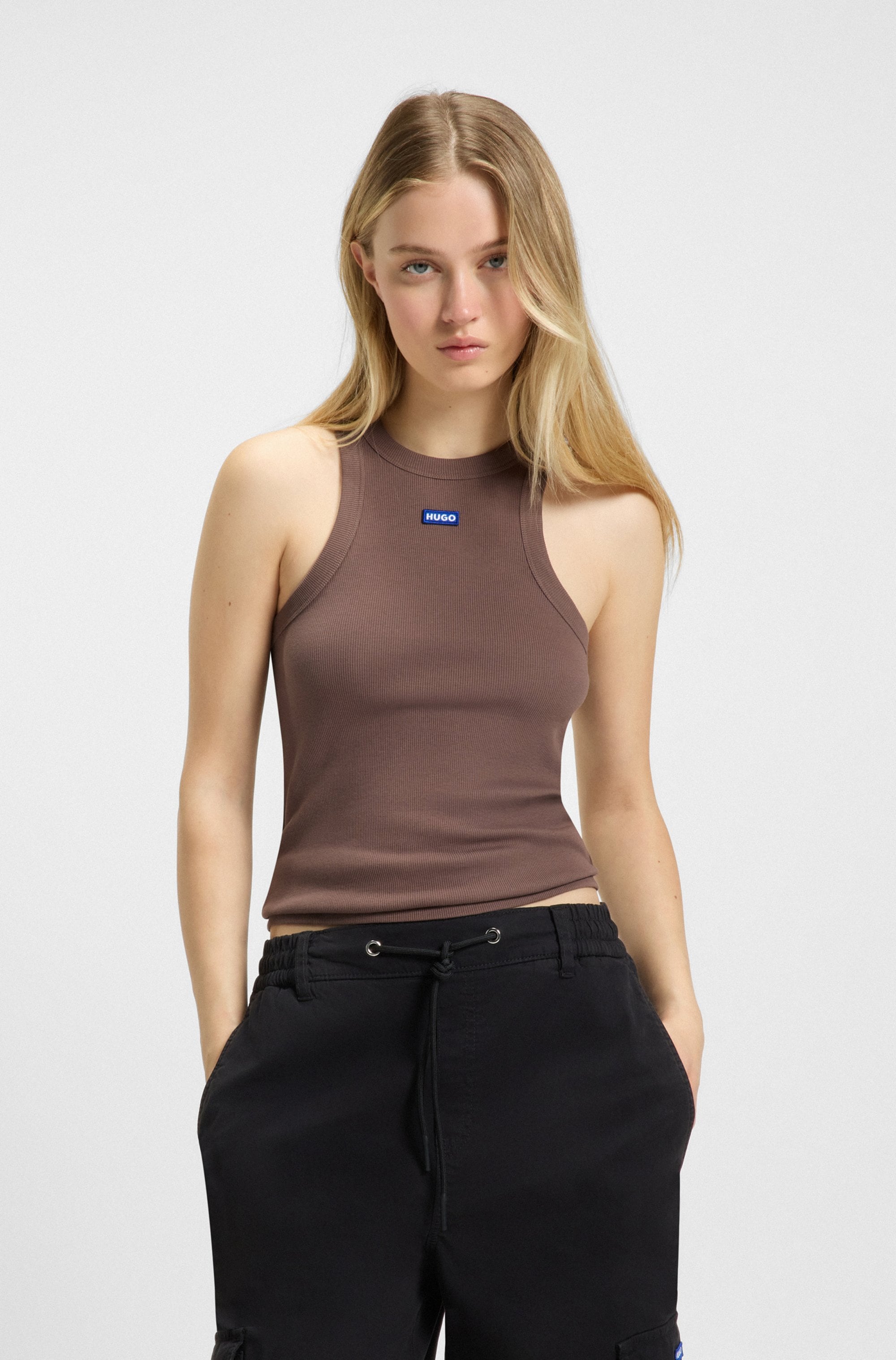 HUGO Blue Tanktop »Easy Tank«, Rippware aus Baumwollmischung mit Elasthan
