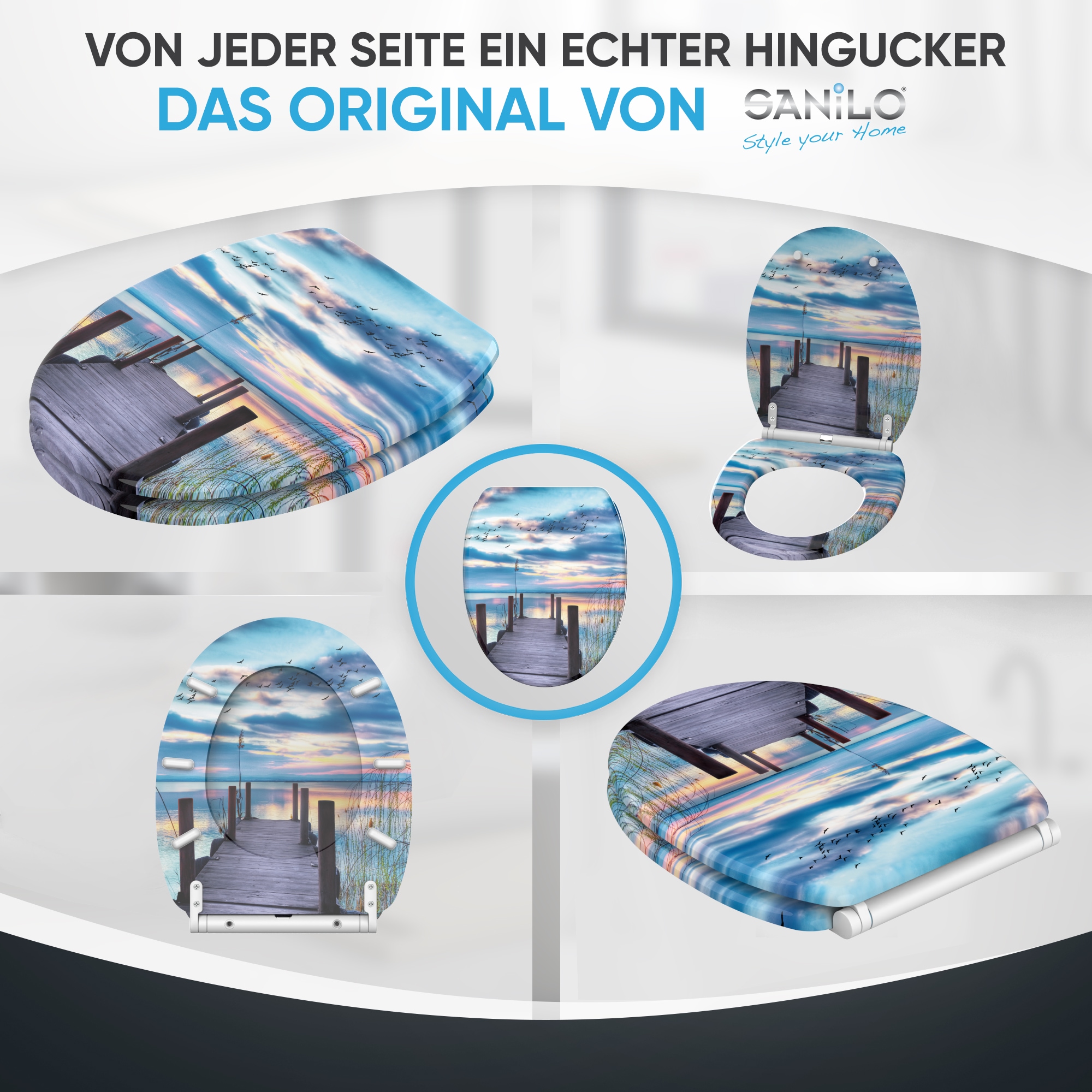 Sanilo WC-Sitz »Sunset mit Absenkautomatik & Quick Release« Premium Toilettendeckel, abnehmbar, leichte Montage von oben