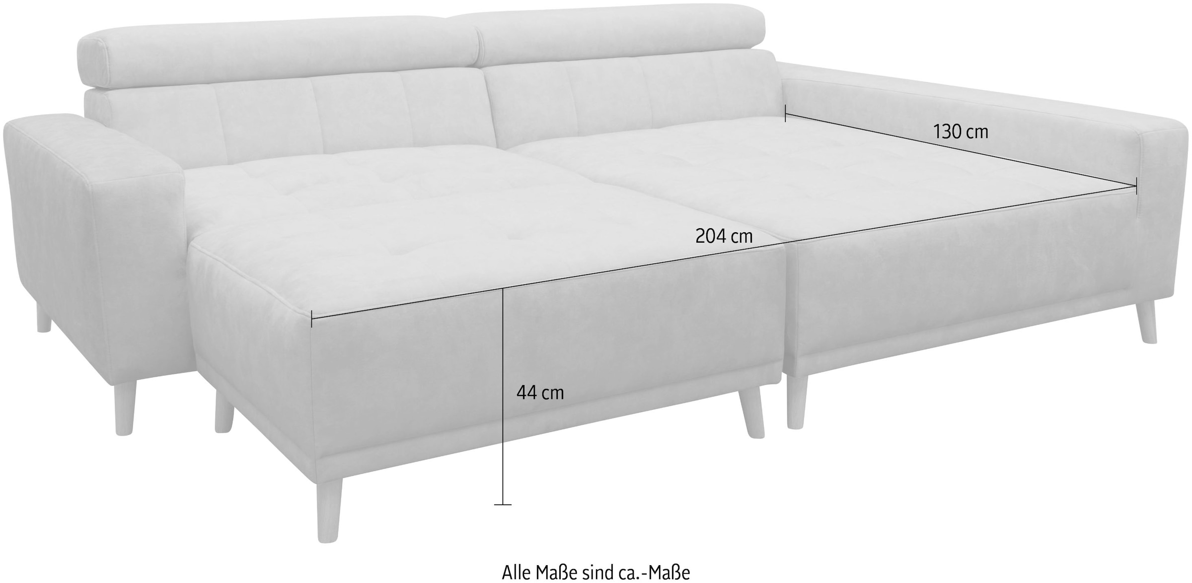OTTO home Ecksofa »Greve 248 x 172 cm mit Steppungen, für gängige Saugroboter geeignet« Kopfteile verstellbar, aus pflegeleichtem, weichem Luxus-Microfaser