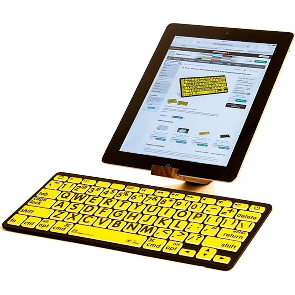 Logickeyboard Wireless-Tastatur »XL-Print Black on Yellow DE (PC/BT)«, (Ziffernblock-Fn-Tasten)