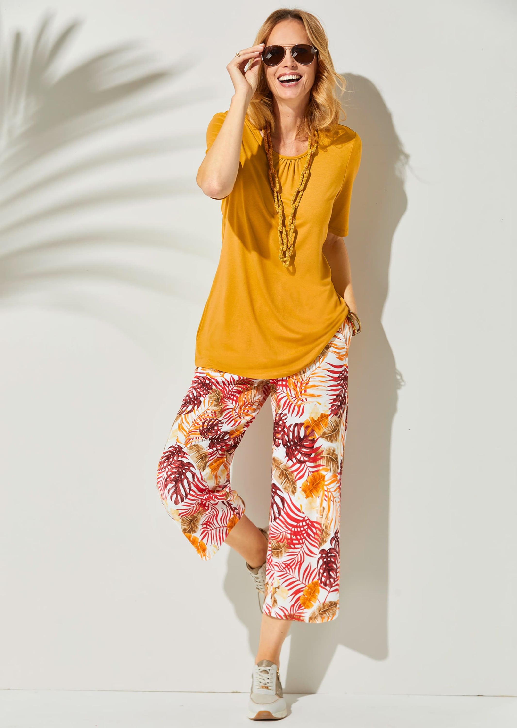 GOLDNER 2-in-1-Hose »Kurzgröße Attraktive Druckhose Louisa mit weichem Fall«