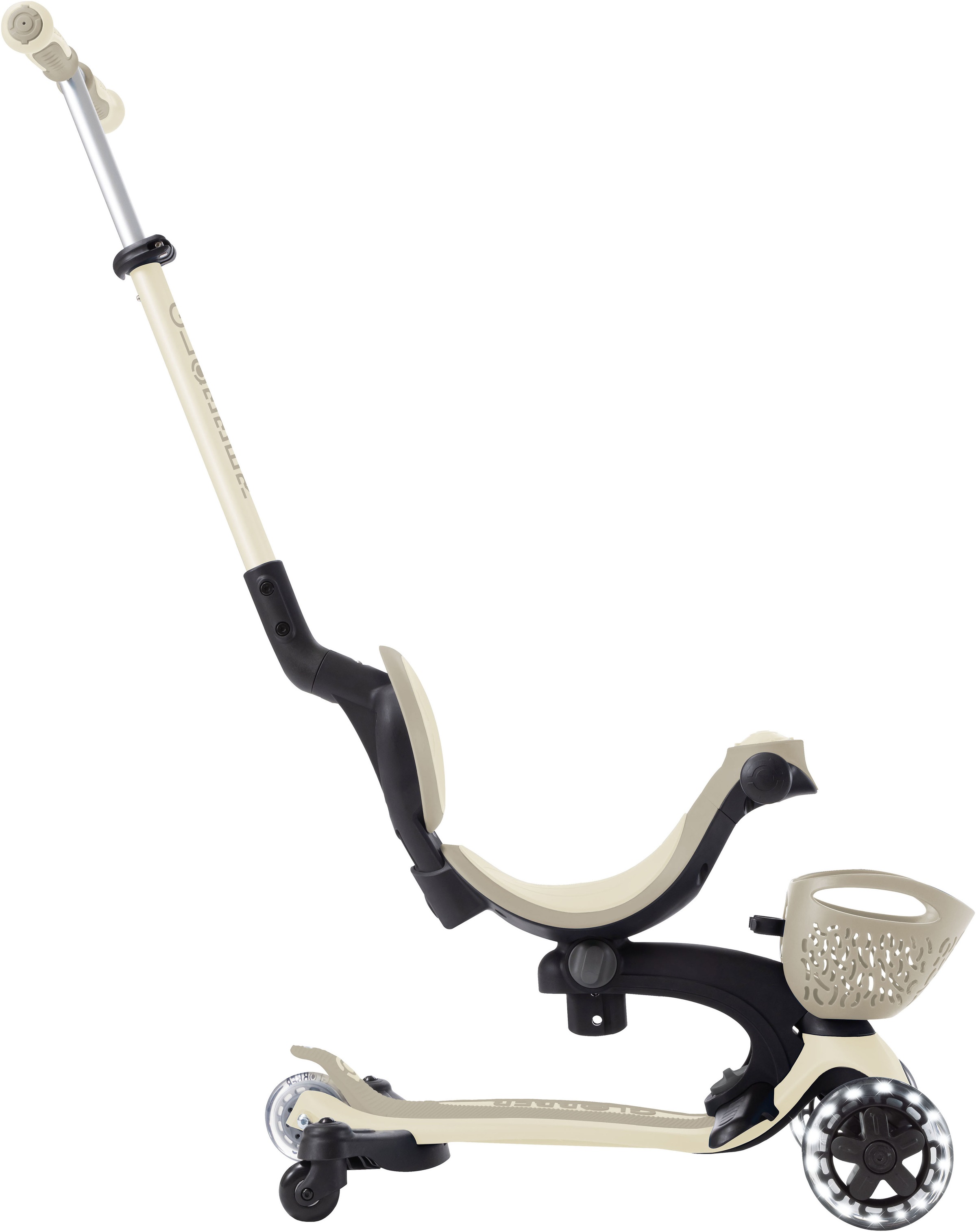 Globber Tretroller »GO-UP BABY 360 LIGHTS, mit Leuchtrollen und Leuchtmodul« Aufsitzrad, Laufrad und Scooter in Einem