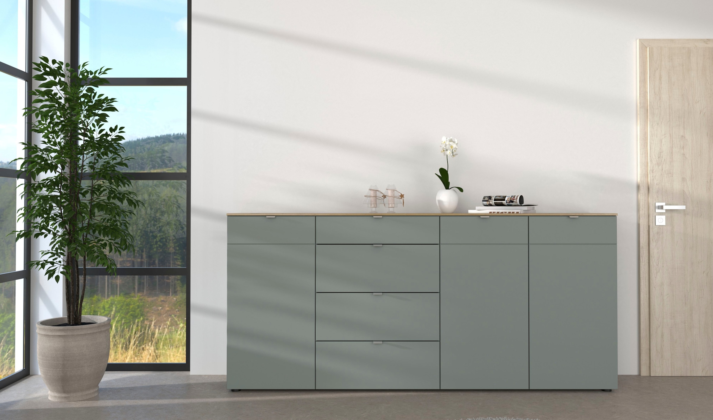 Innostyle Kommode »BARI Kommode, BxHxT 202x101x41 cm« 1 Stk. tlg. 3 türig, 4 Schubladen, Fuß-Set bestellbar, Soft-Close