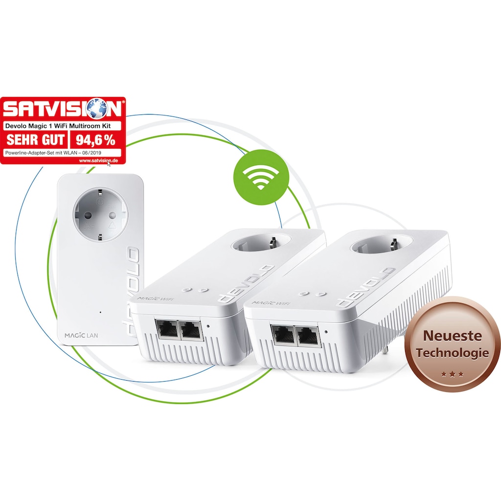 DEVOLO WLAN-Router »Magic 1 WiFi ac Multiroom Kit (1200Mbit, 5x LAN, Mesh)«