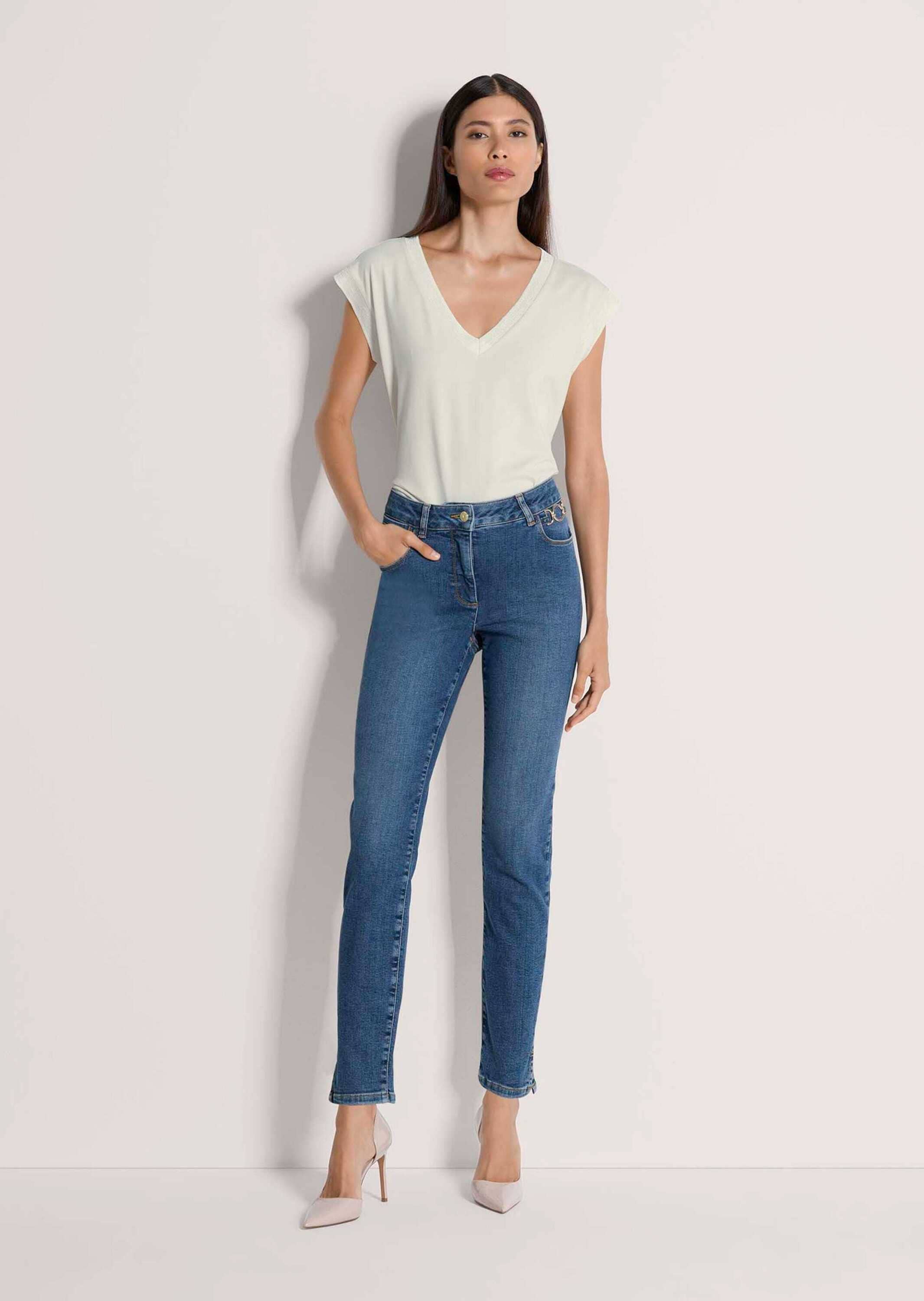MADELEINE Regular-fit-Jeans »Jeans Slim-Fit Jeans mit Kettendetail«